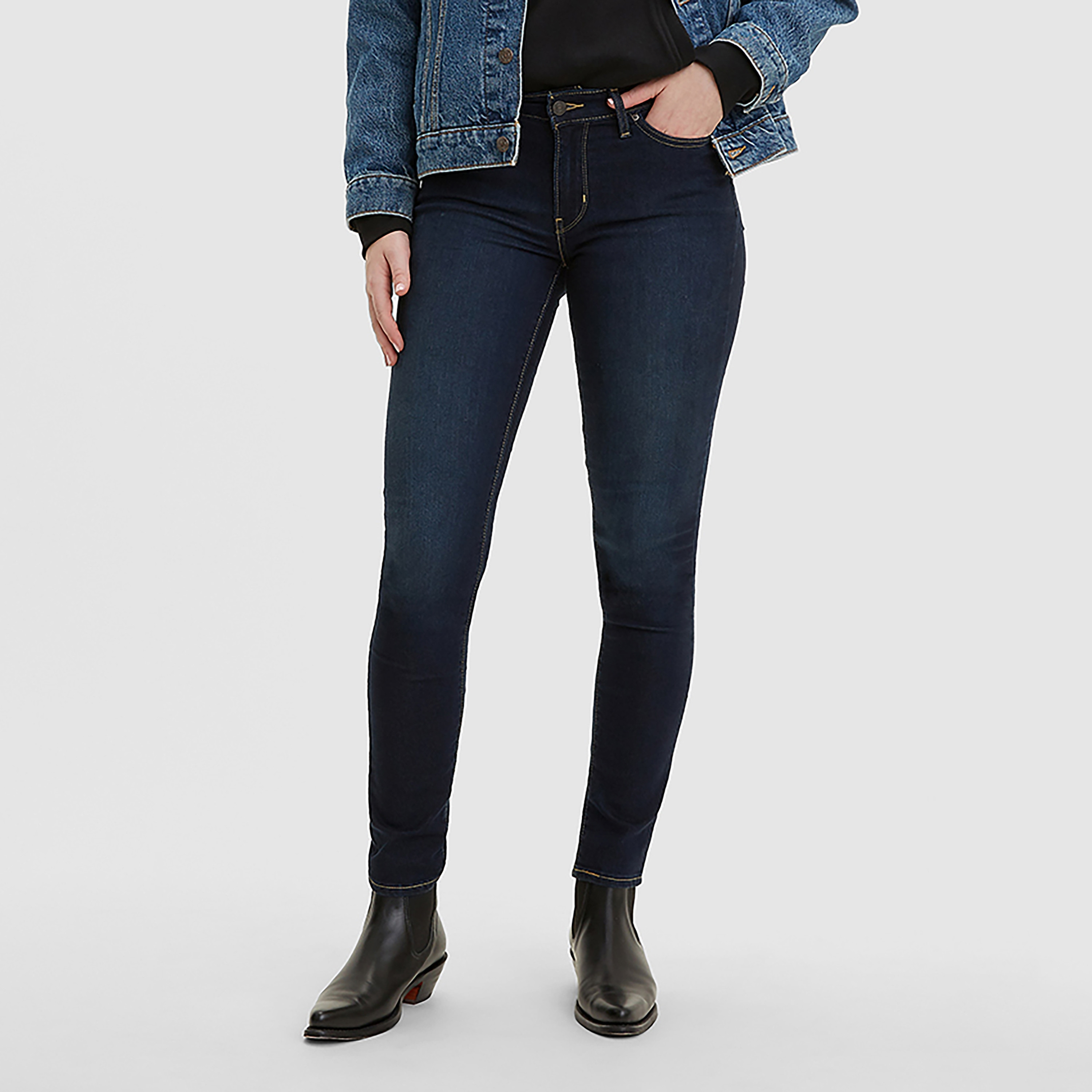 Levi's 711 Skinny Fit Blue Plain Women's Jeans-women-clothing-bottoms-jeans-image-1