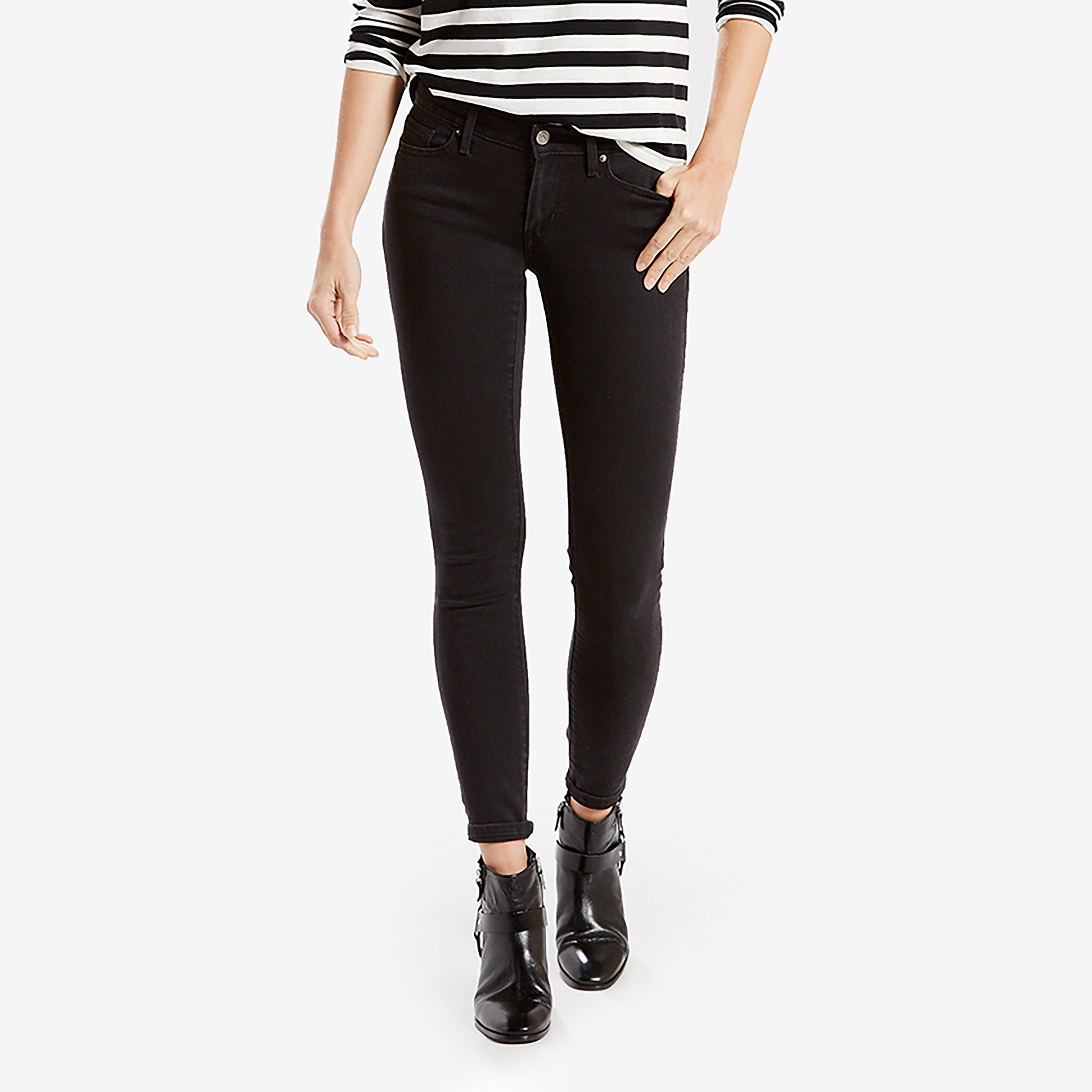 Levi's 711 Skinny Fit Black Plain Women's Jeans-women-clothing-bottoms-jeans-image-1