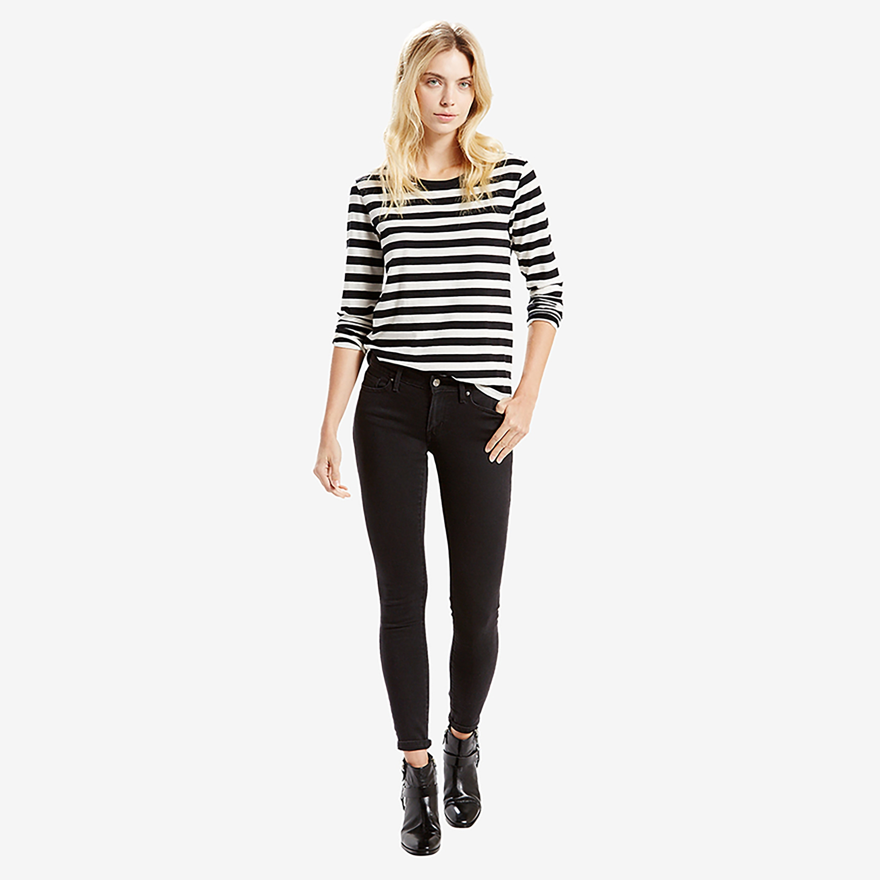 Levi's 711 Skinny Fit Black Plain Women's Jeans-women-clothing-bottoms-jeans-image-2