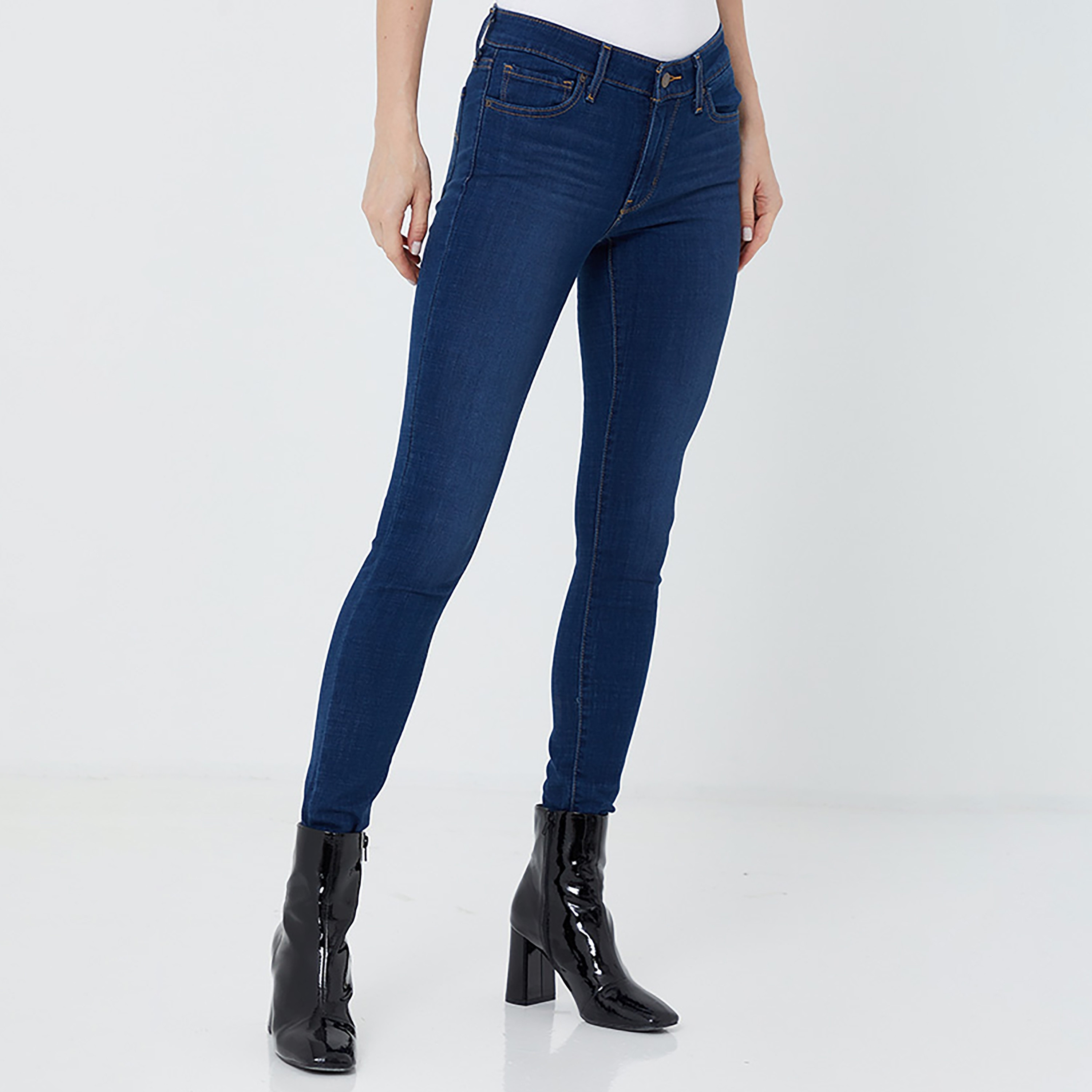 Levi's 711 Skinny Fit Blue Plain Women's Jeans-women-clothing-bottoms-jeans-image-1