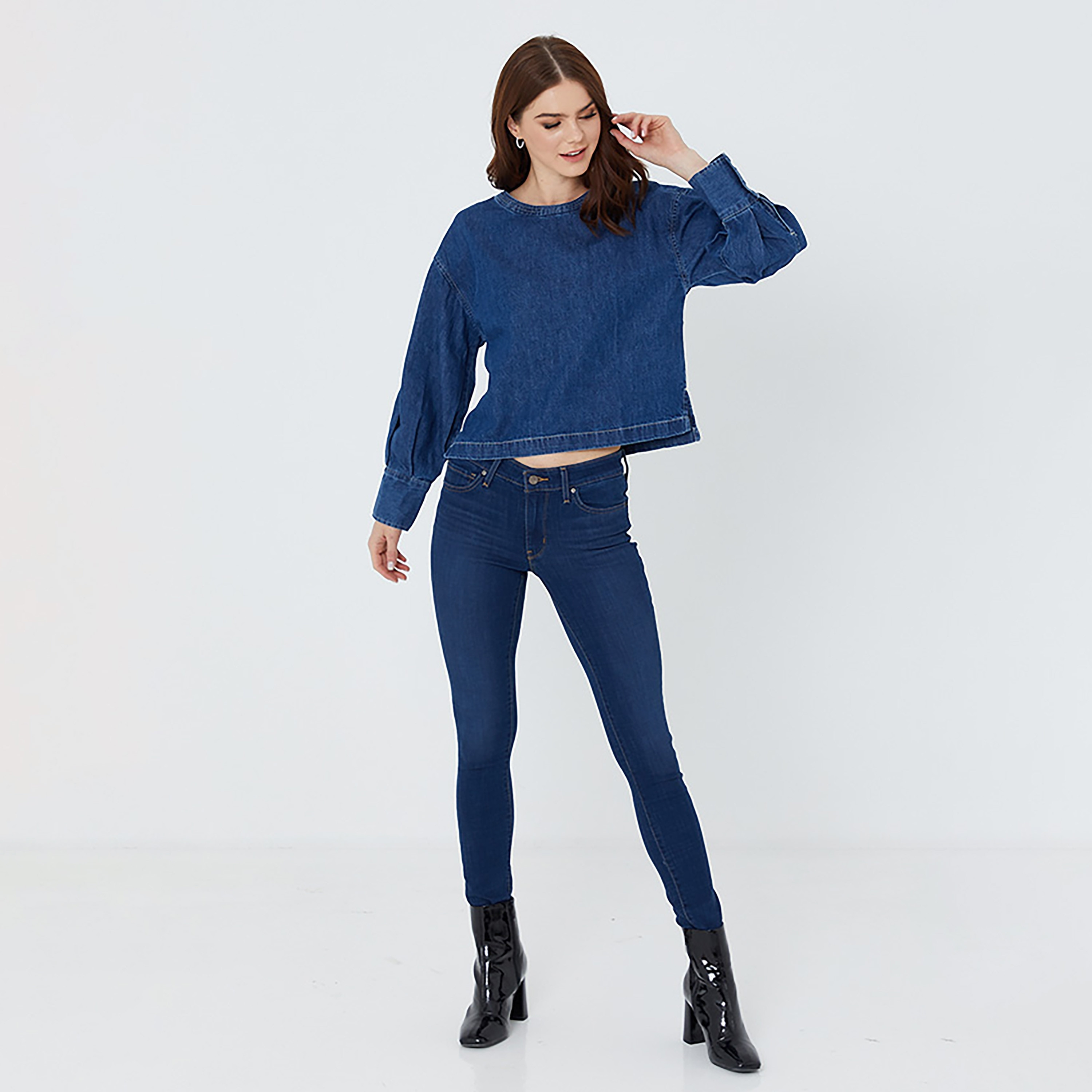 Levi's 711 Skinny Fit Blue Plain Women's Jeans-women-clothing-bottoms-jeans-image-2