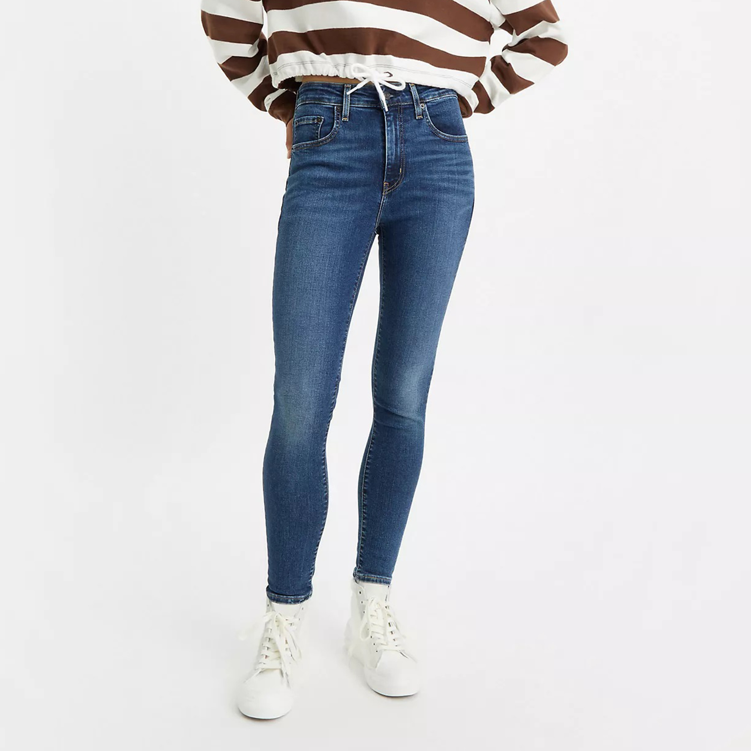 بنطال جينز من ليفايز 721 ذو انديجو سكيني فت وجيب مع عالي الارتفاع-women-clothing-bottoms-jeans-image-1