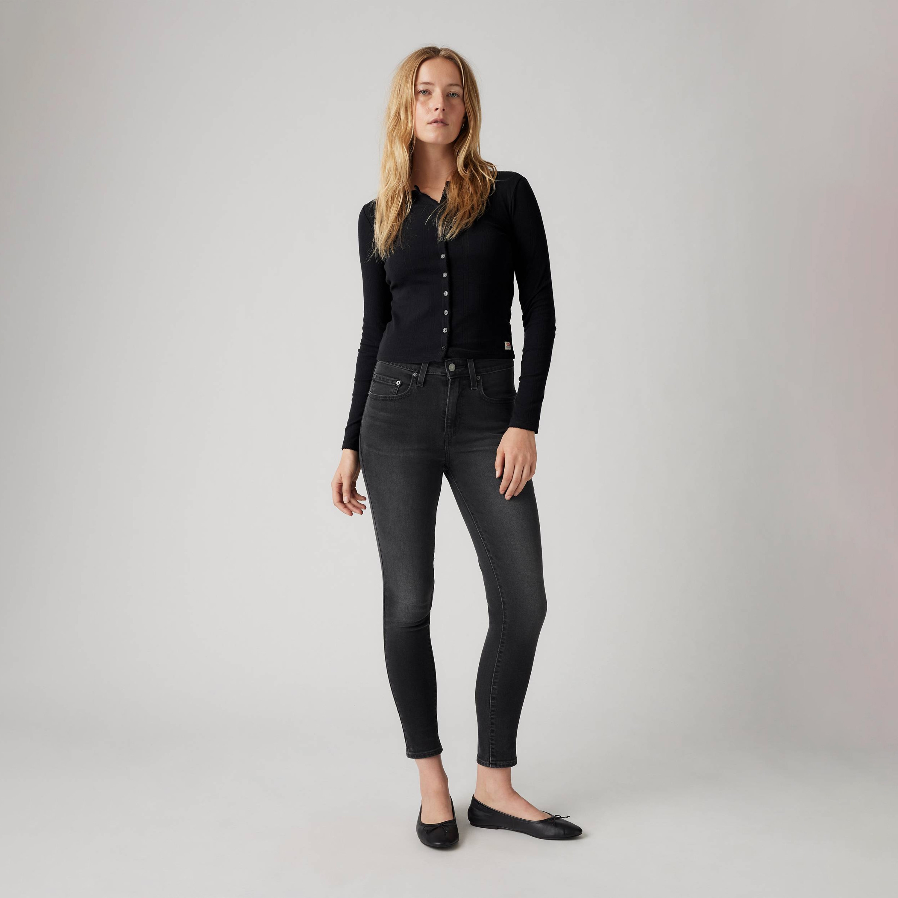  جينز نسائي 721 بقصة ضيقة أسود بخمسة جيوب من ليفايس-women-clothing-bottoms-jeans-image-2