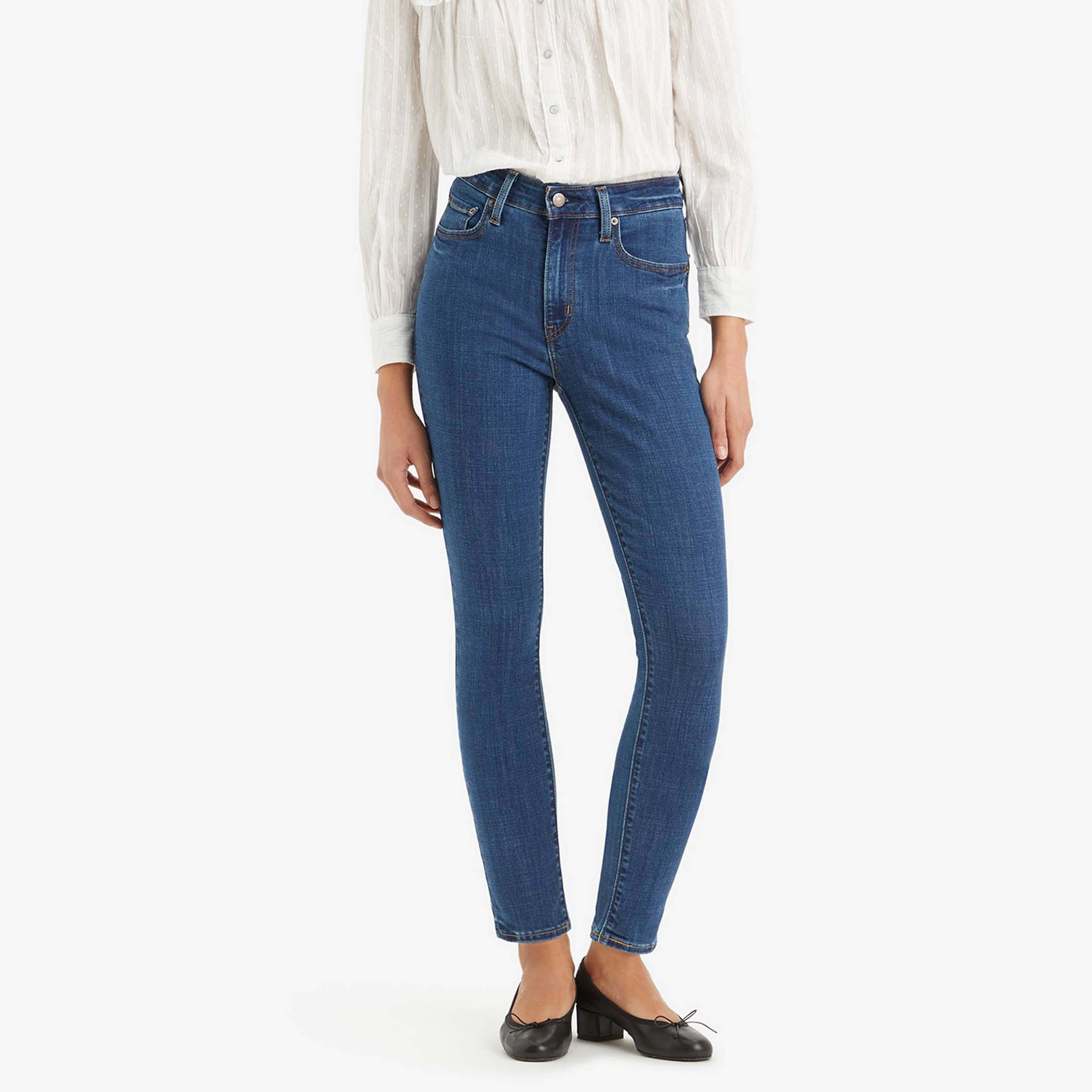  جينز نسائي 721 بقصة ضيقة بخمسة جيوب باللون الأزرق من ليفايس-women-clothing-bottoms-jeans-image-1