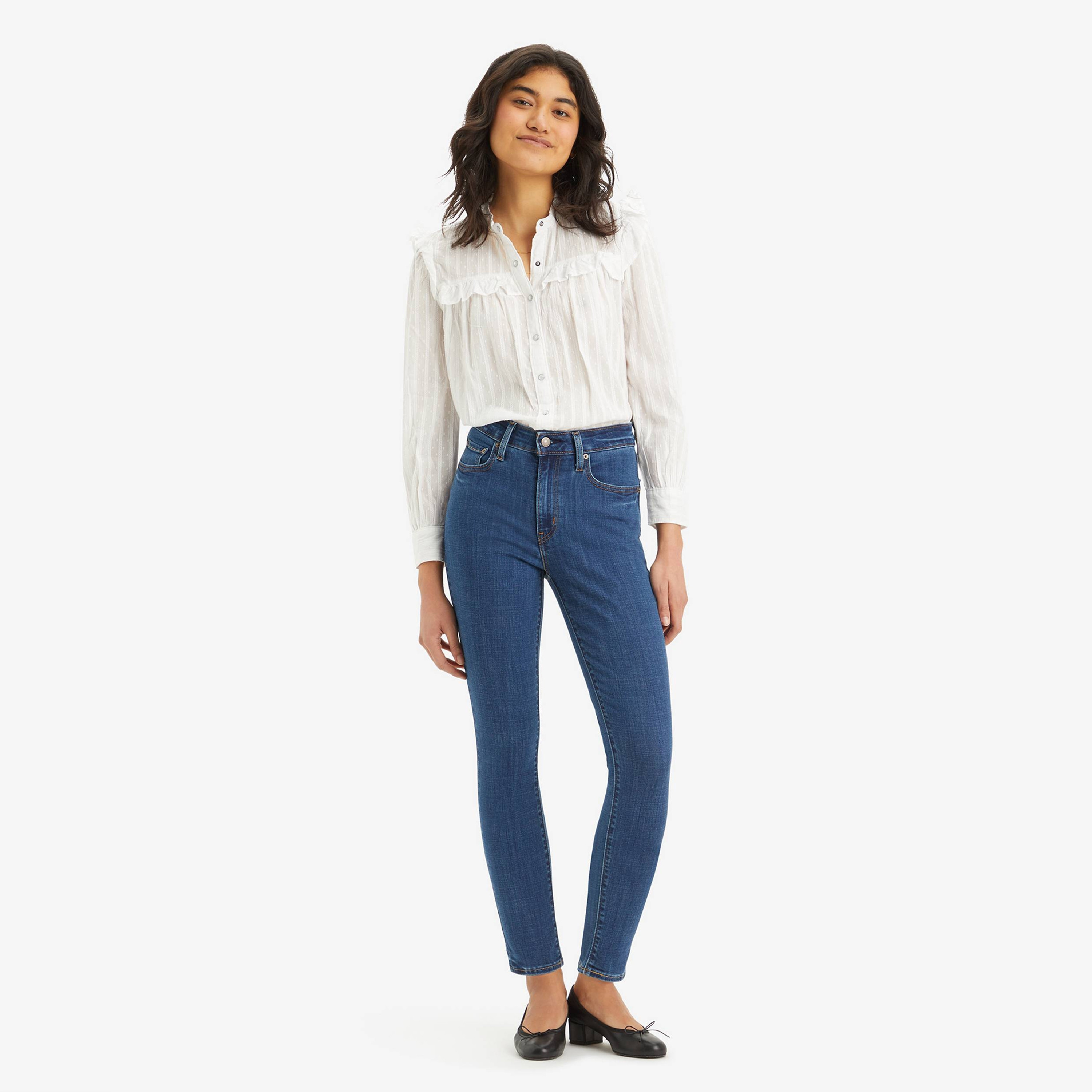  جينز نسائي 721 بقصة ضيقة بخمسة جيوب باللون الأزرق من ليفايس-women-clothing-bottoms-jeans-image-2
