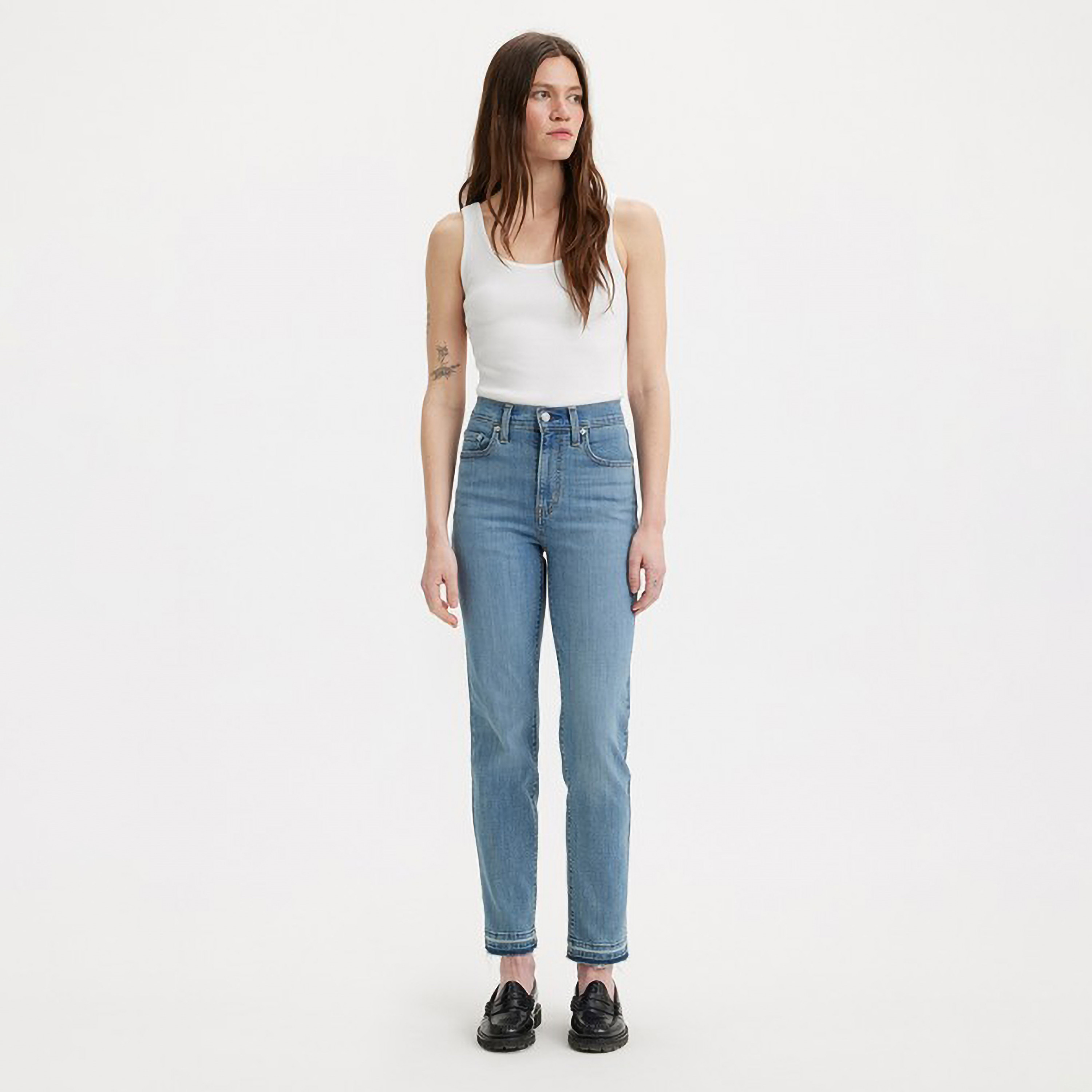 Levi's Blue Straight Fit High-Rise Pocket Detail Jeans-women-clothing-bottoms-jeans-image-1