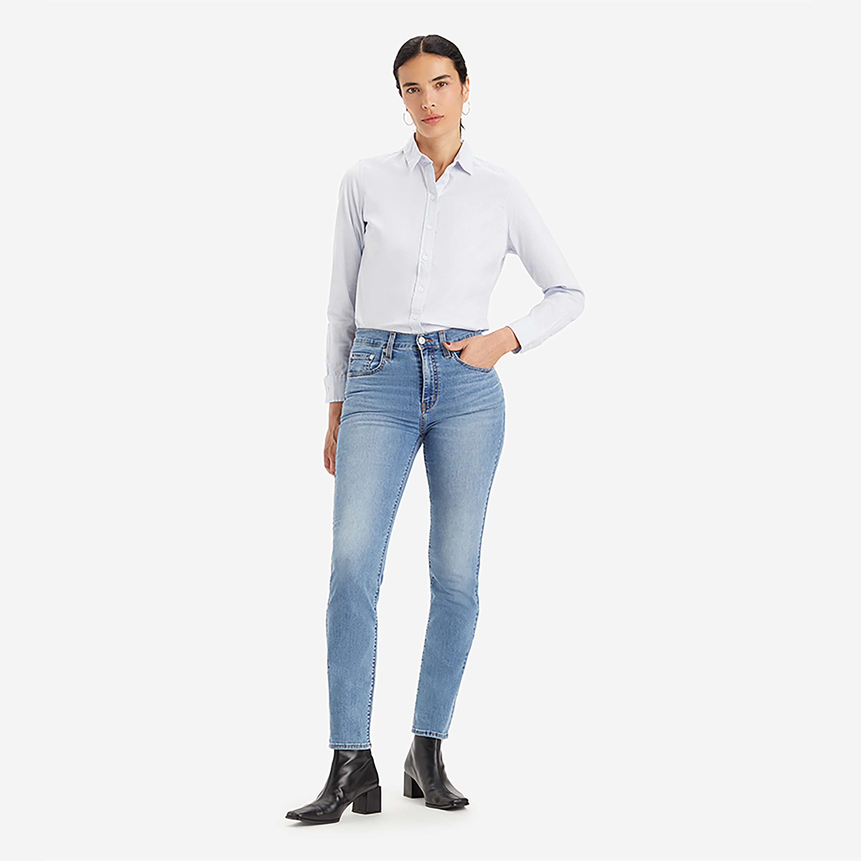 Levi's 724 Straight Fit Blue 5 Pockets Jeans-women-clothing-bottoms-jeans-image-2