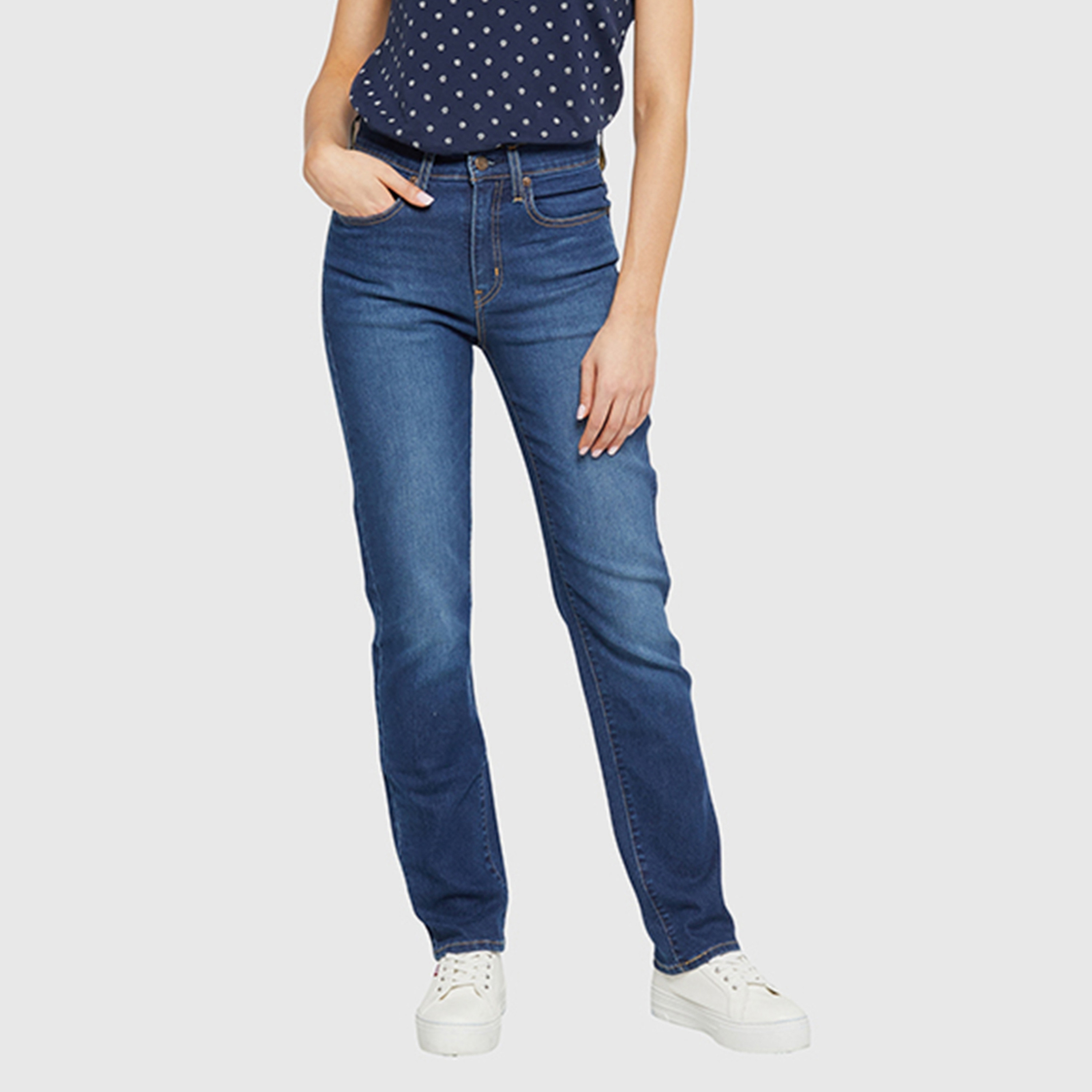 Levi's 724 Straight Fit Blue 5-Pocket Women's Jeans Inseam 30-women-clothing-bottoms-jeans-image-1