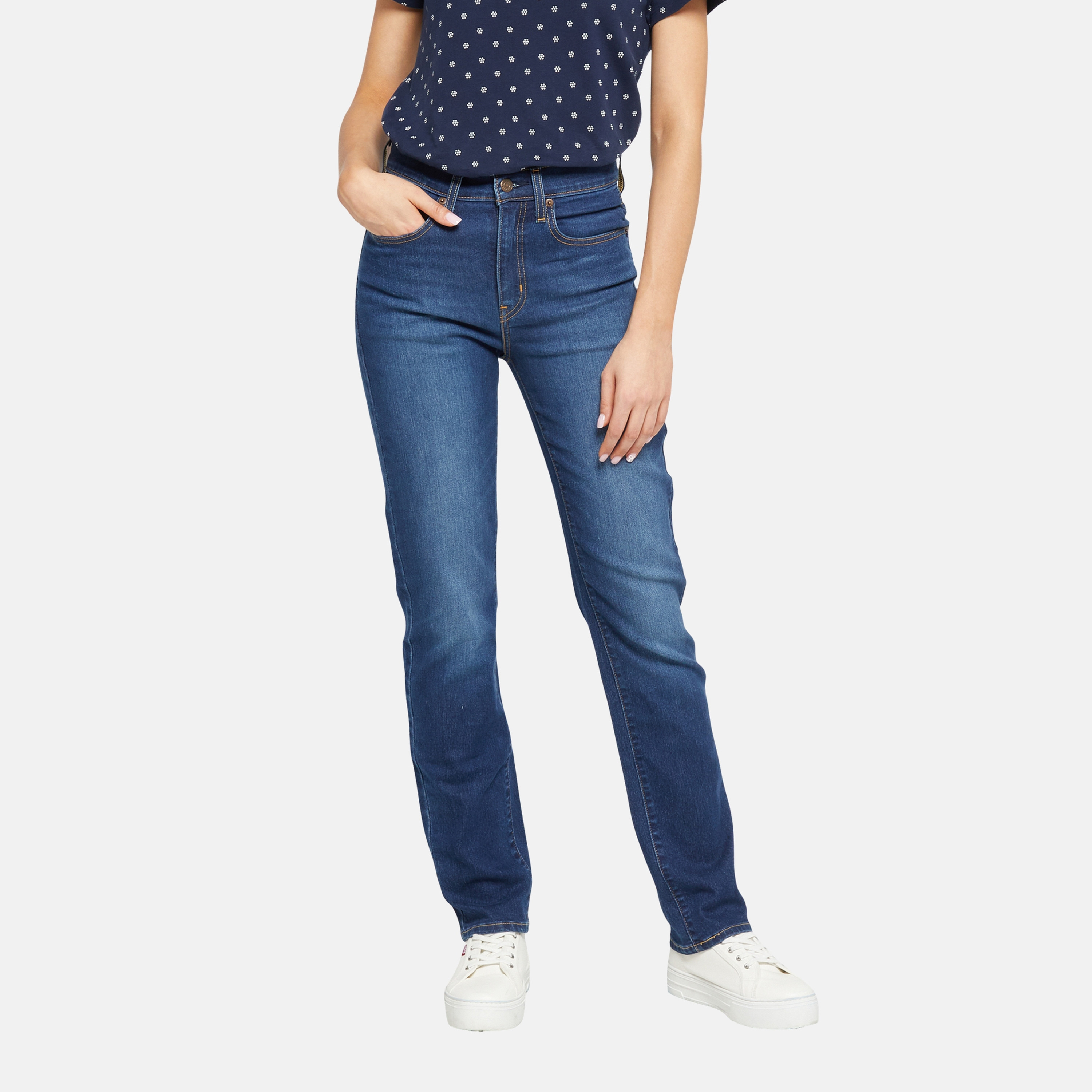 بنطال جينز Levi's 724 ذو قصة مستقيمة باللون الأزرق و5 جيوب للنساء، درزة داخلية 32-women-clothing-bottoms-jeans-image-1