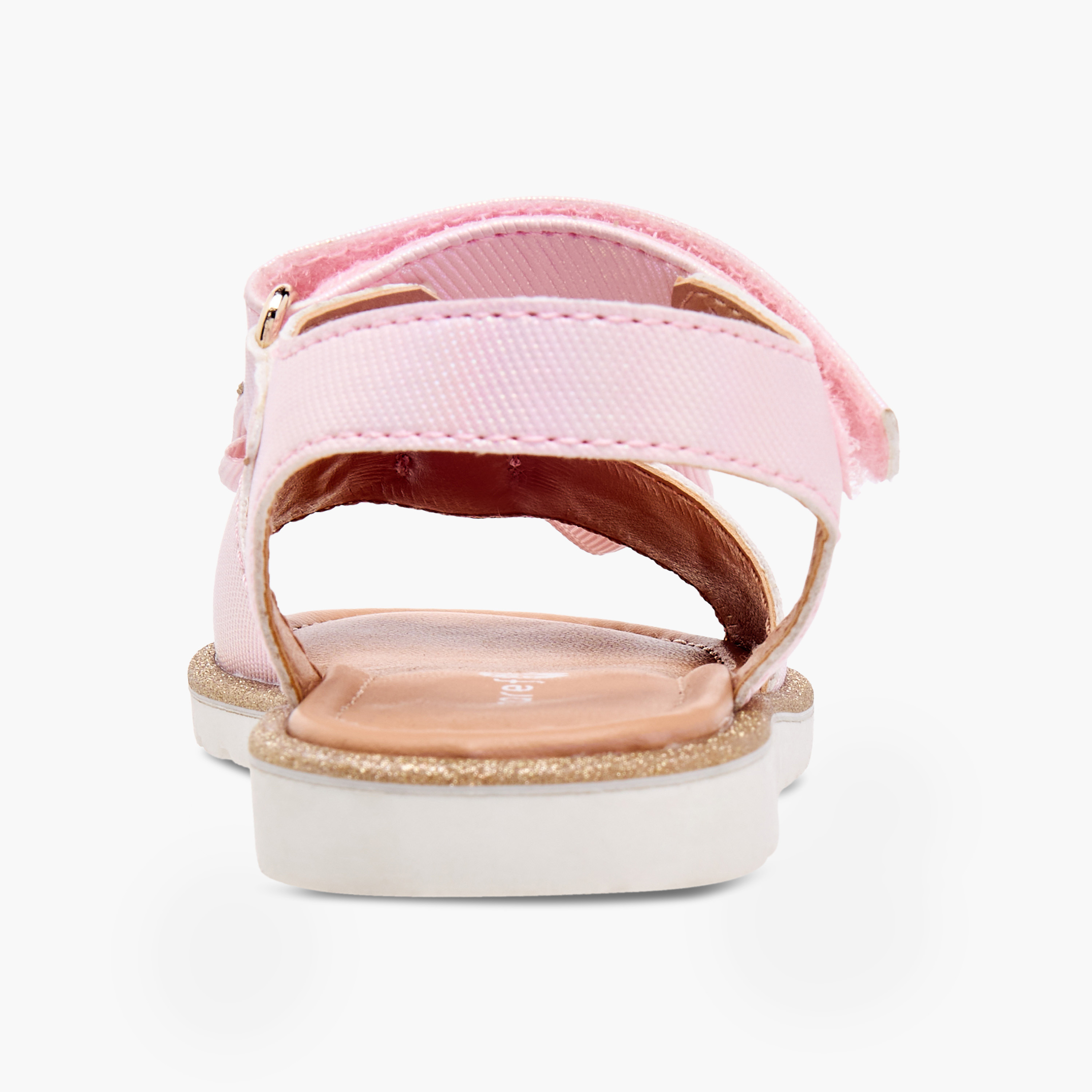 Barefeet Bow Embellished Flat Sandals with Hook and Loop Closure-girls-shoes-sandals-image-4