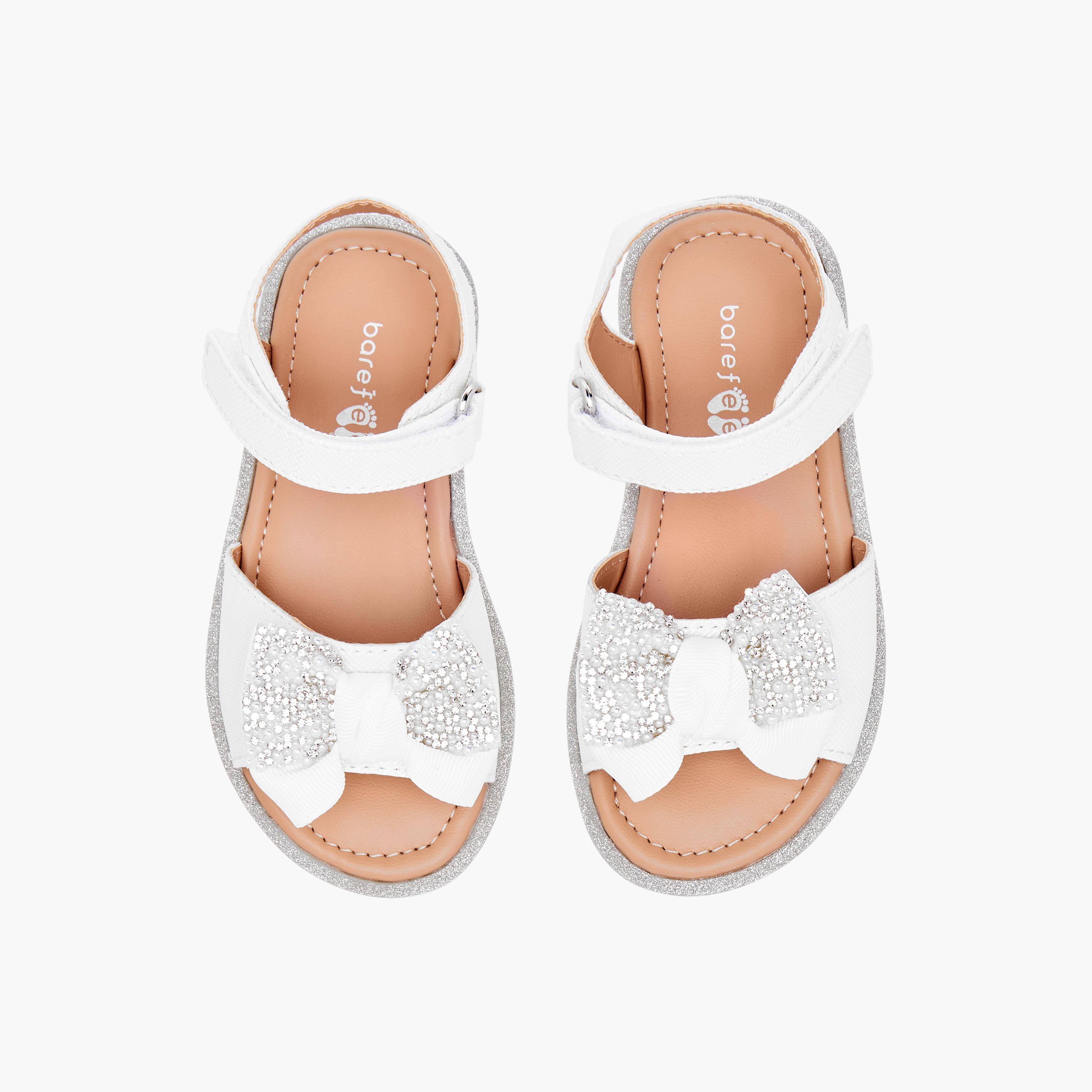 صندل مسطح مزين بفيونكة وشريط إغلاق لاصق من بيرفيت-girls-shoes-sandals-image-1
