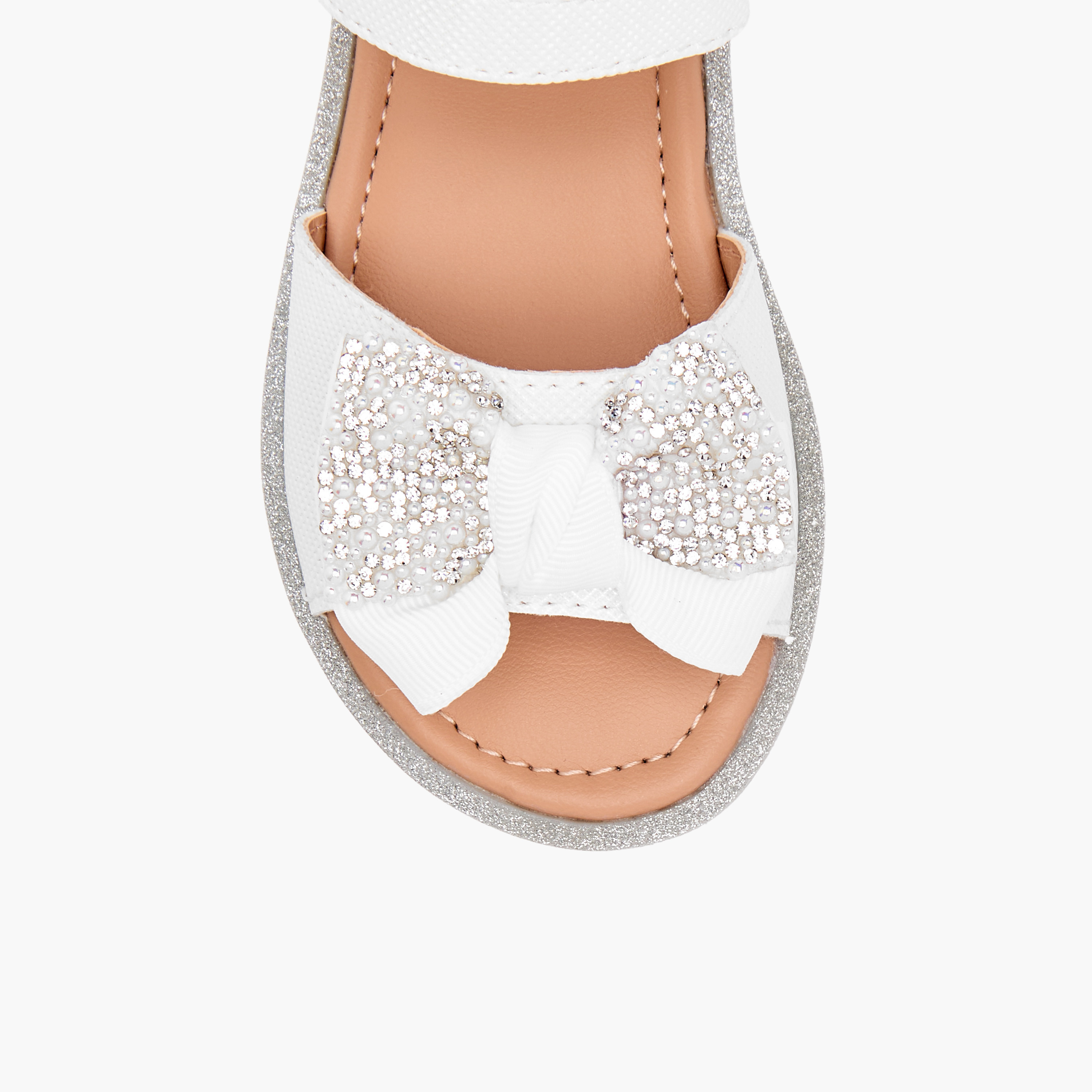 صندل مسطح مزين بفيونكة وشريط إغلاق لاصق من بيرفيت-girls-shoes-sandals-image-3