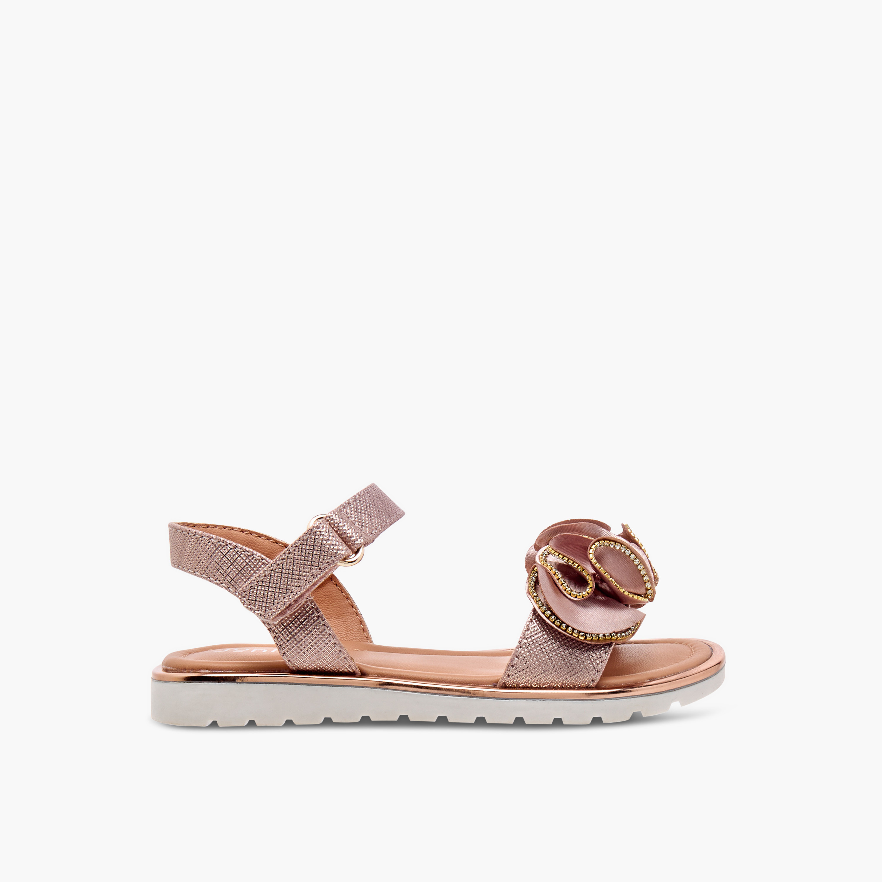 Juniors Embellished Sandals with Hook and Loop Closure-girls-shoes-sandals-image-2