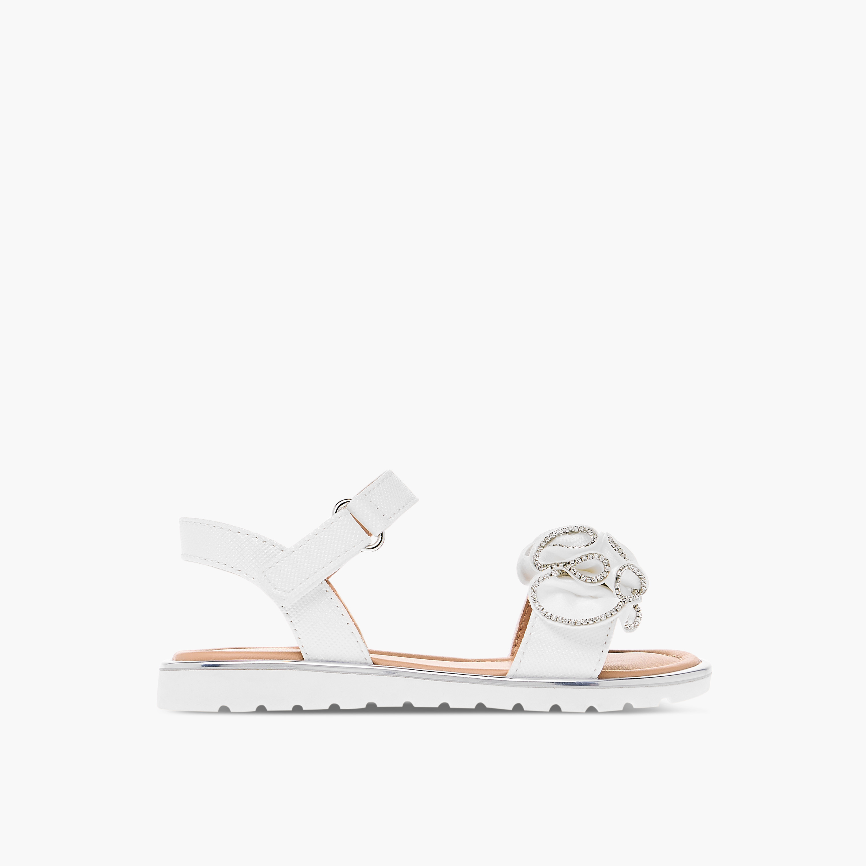 Juniors Embellished Sandals with Hook and Loop Closure-girls-shoes-sandals-image-2