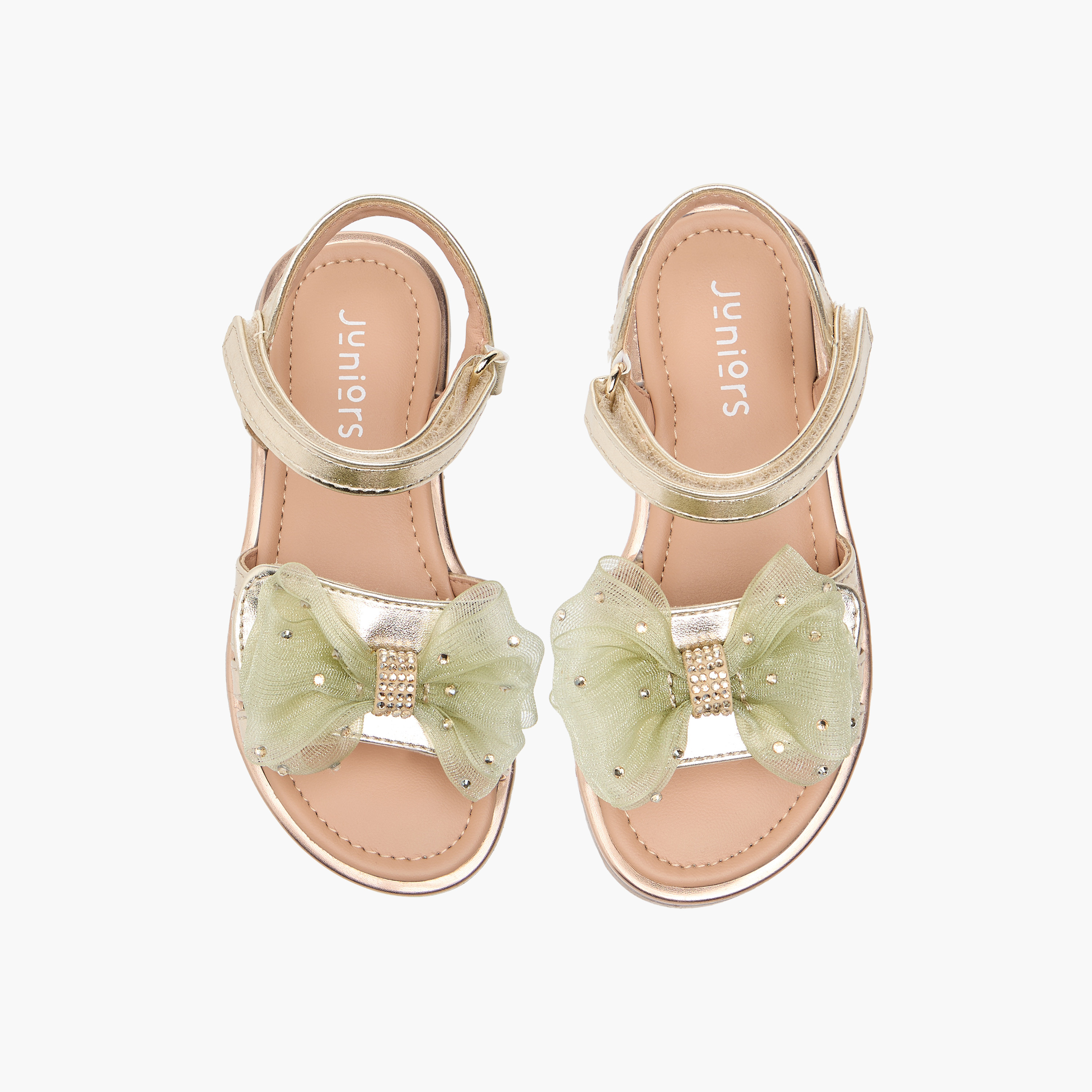 صندل بتزيينات فيونكة وشريط إغلاق من جونيورز-girls-shoes-sandals-image-1
