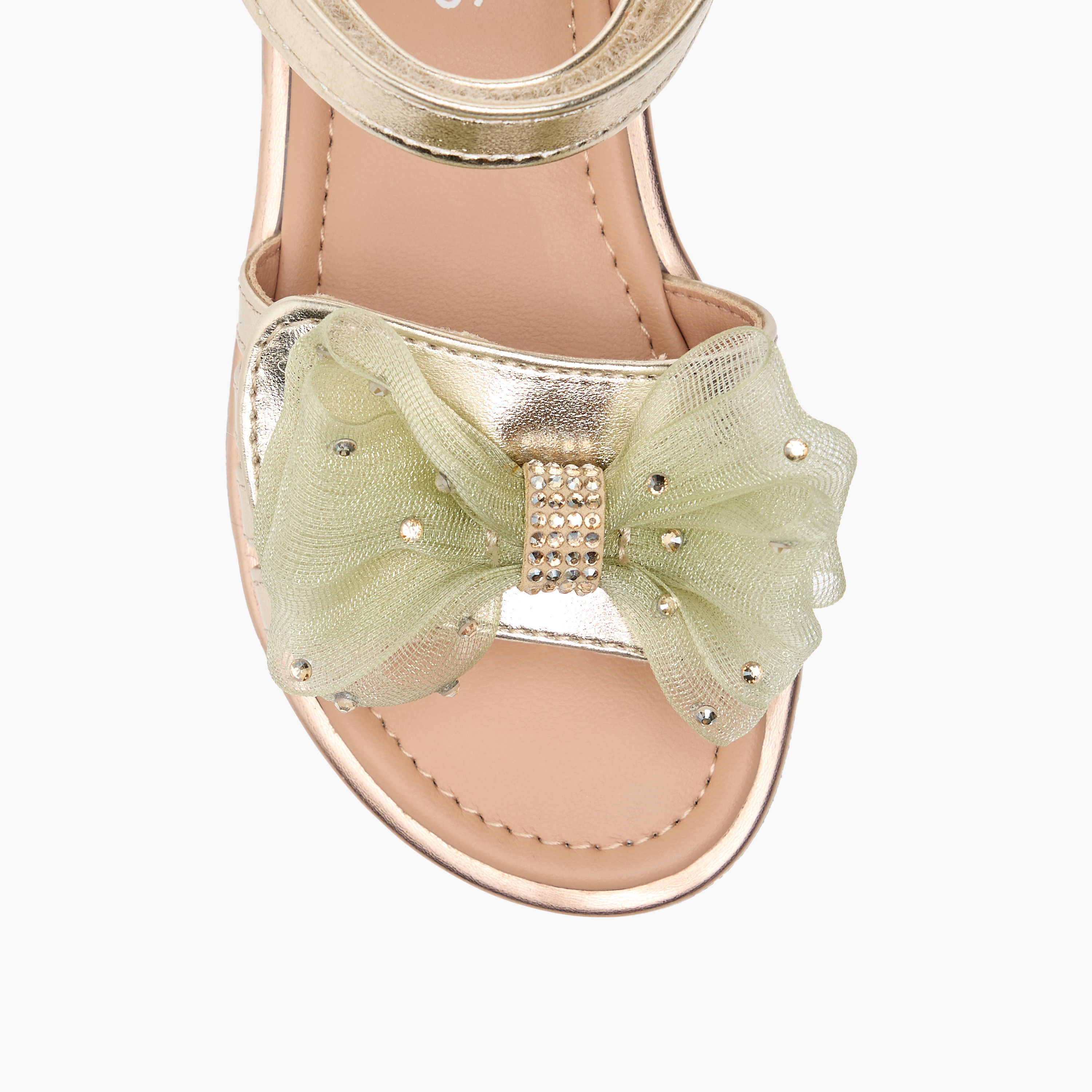 صندل بتزيينات فيونكة وشريط إغلاق من جونيورز-girls-shoes-sandals-image-3