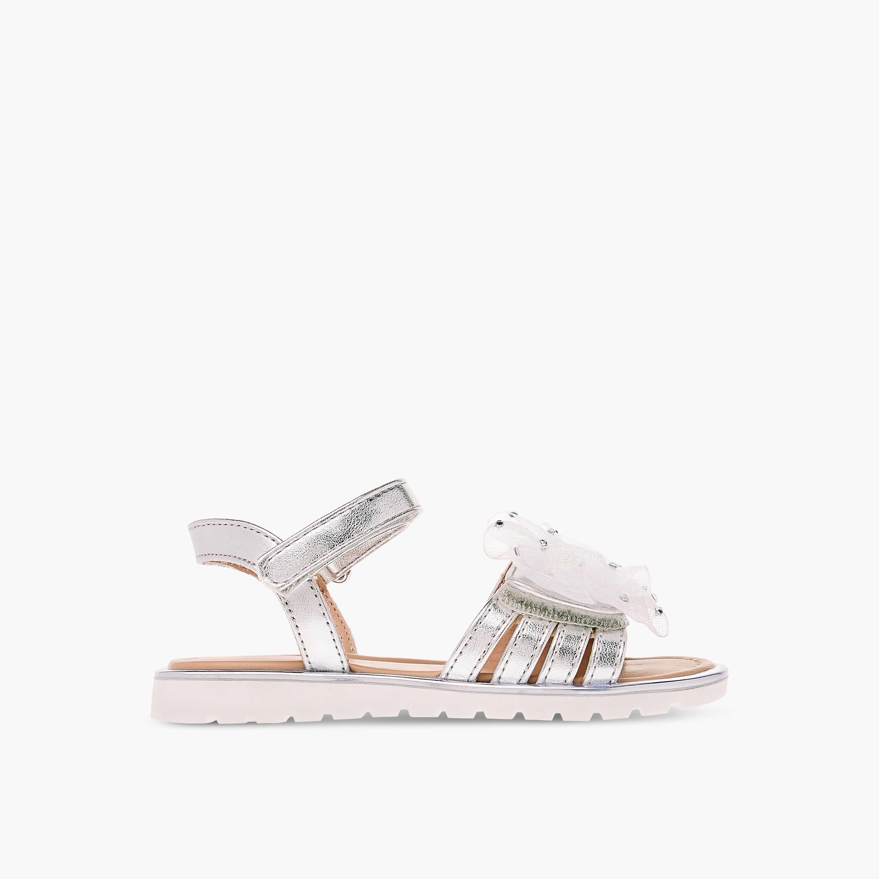 Juniors Embellished Bow Applique Sandals with Hook and Loop Closure-girls-shoes-sandals-image-2