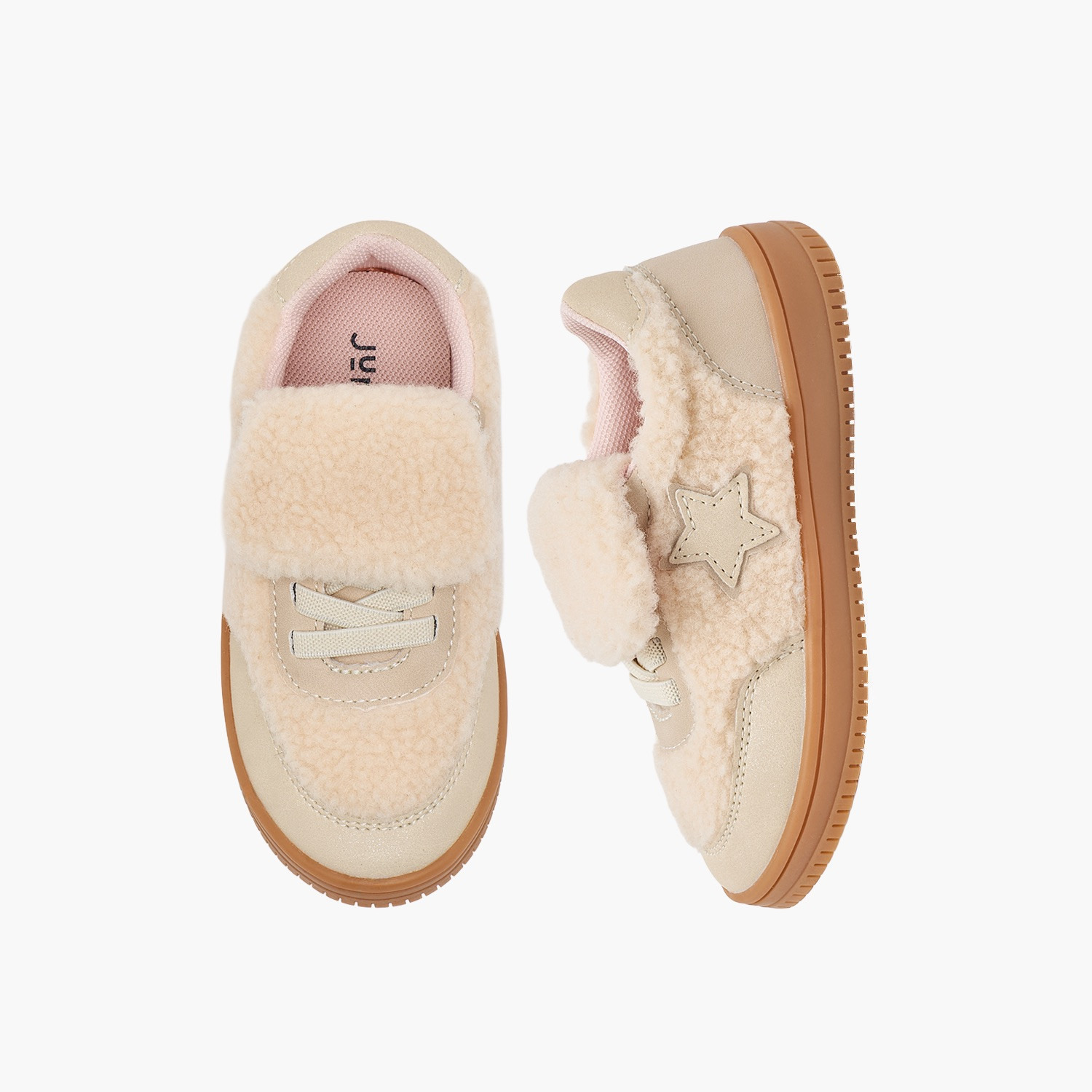 Juniors Girls Faux Fur Star Accent Ankle Sneakers-girls-shoes-sneakers-image-1