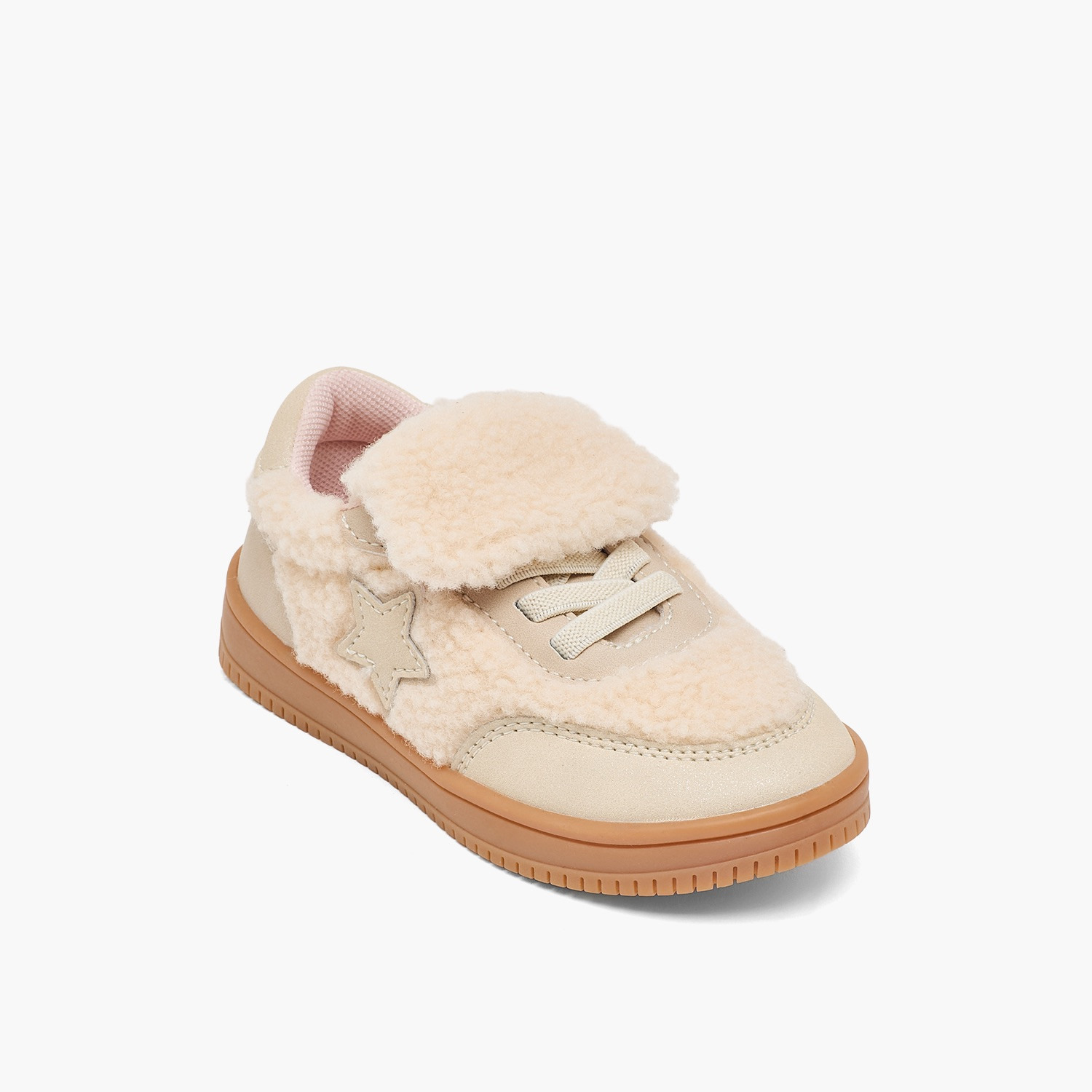 Juniors Girls Faux Fur Star Accent Ankle Sneakers-girls-shoes-sneakers-image-2