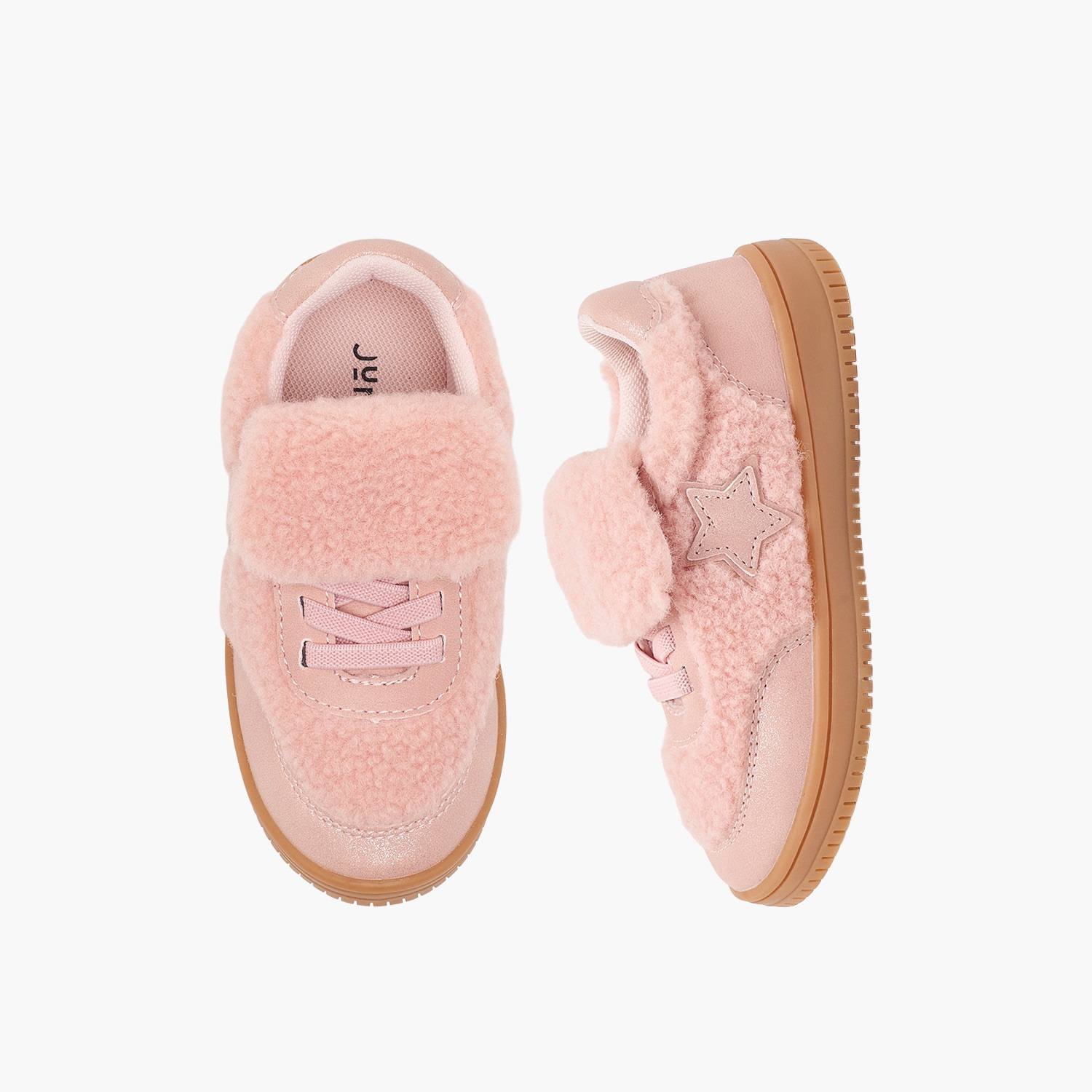 Juniors Girls Faux Fur Star Accent Ankle Sneakers-girls-shoes-sneakers-image-1