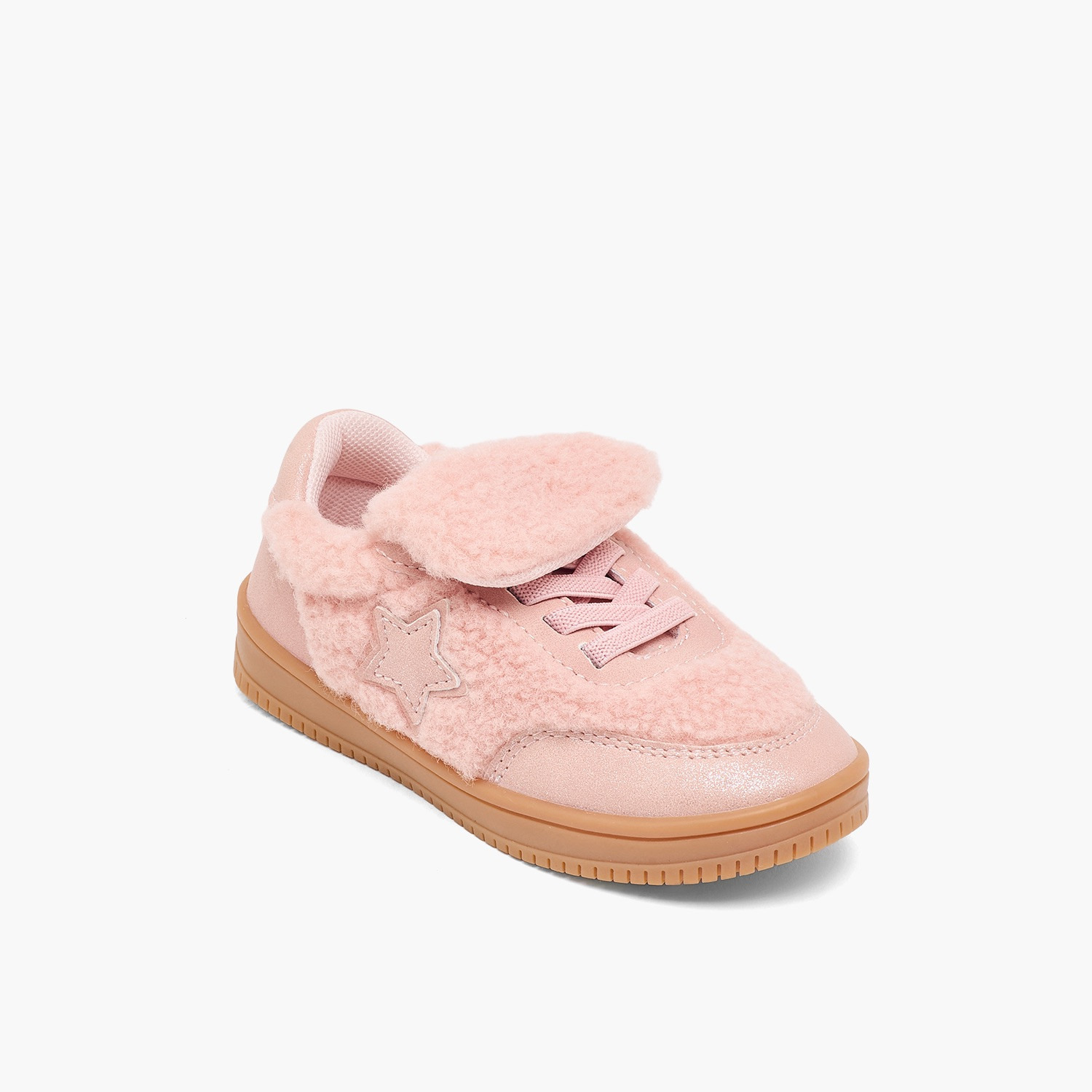 Juniors Girls Faux Fur Star Accent Ankle Sneakers-girls-shoes-sneakers-image-2