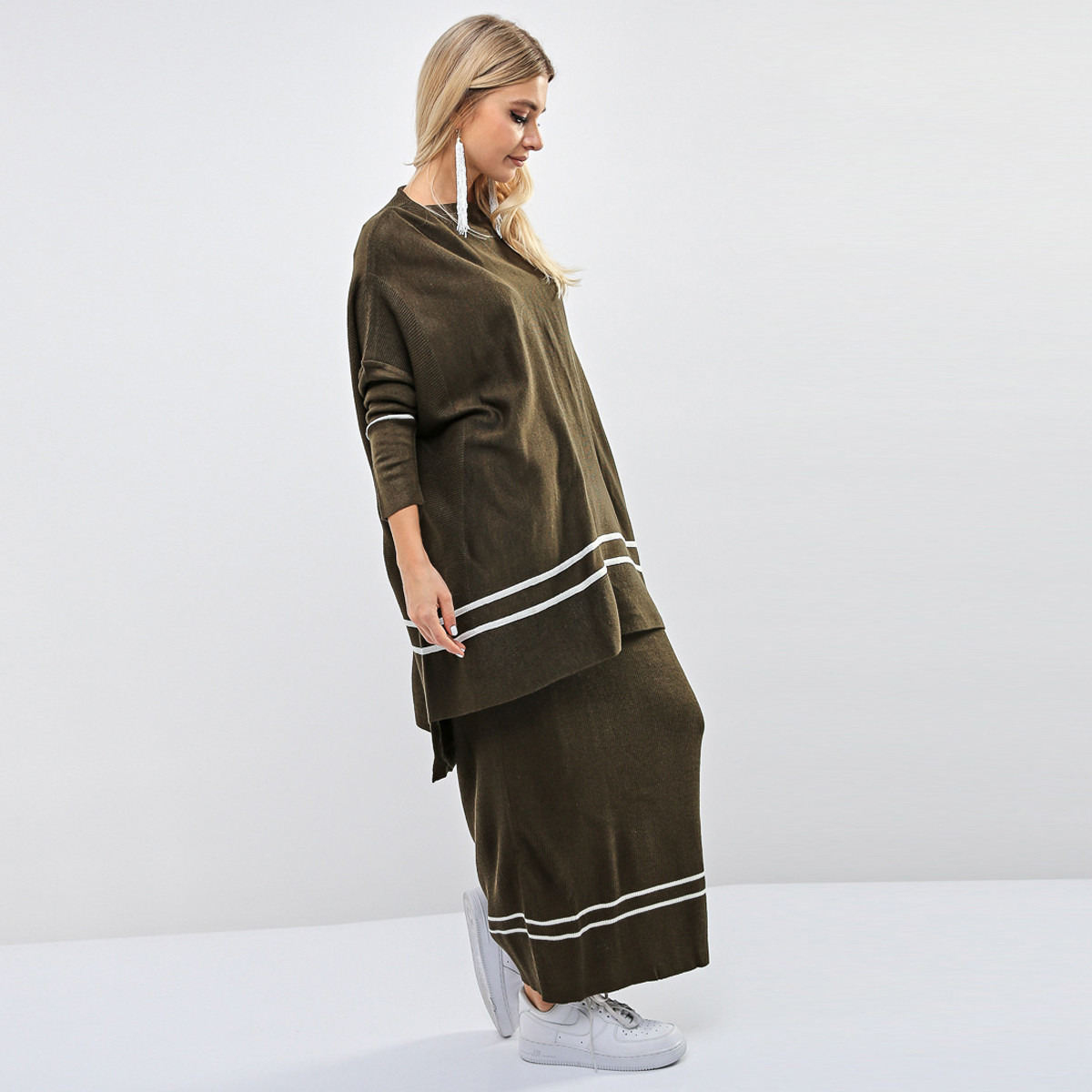 Anotah Striped Longline Top with Long Sleeves-women-clothing-shirtsandblouses-blouses-image-2