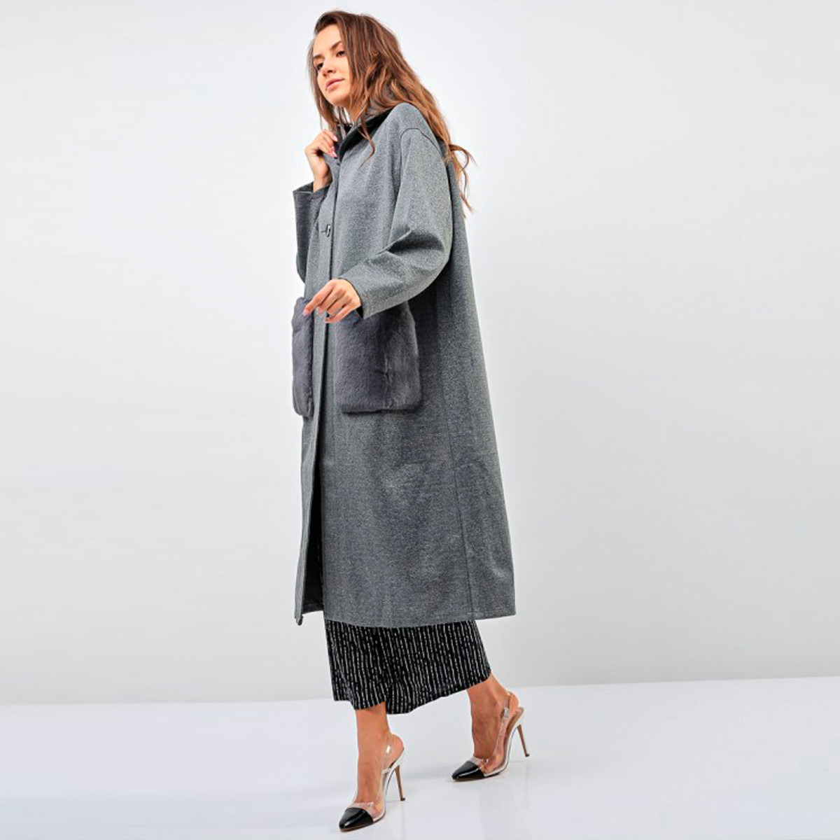 Anotah Textured Hooded Overcoat with Patch Pocket-women-clothing-coatsandjackets-coats-image-2