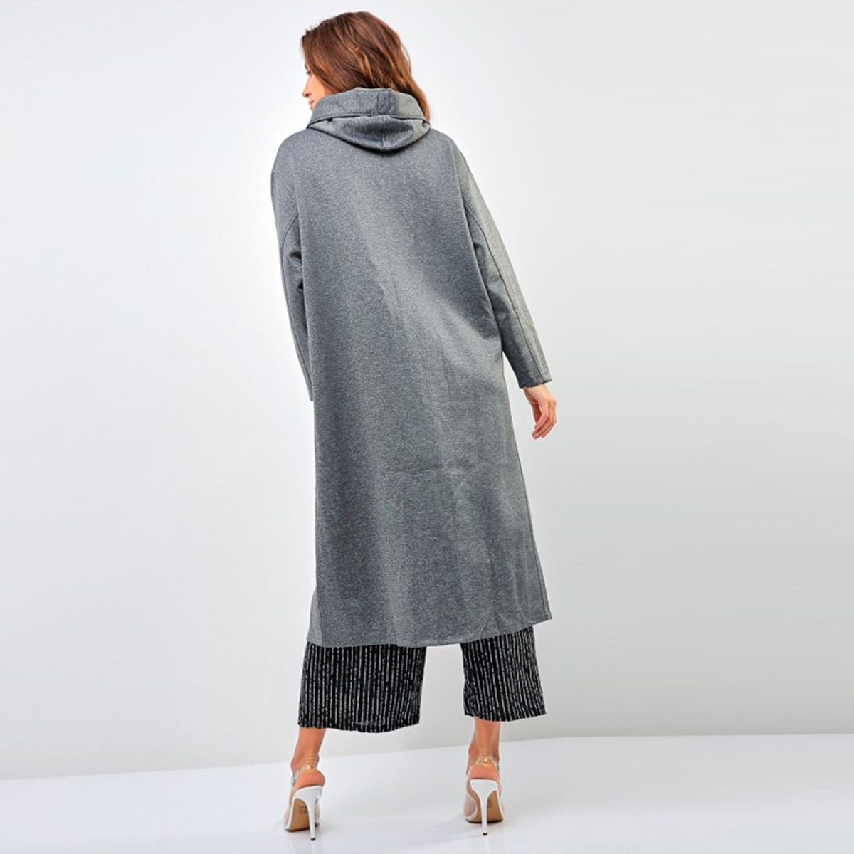 Anotah Textured Hooded Overcoat with Patch Pocket-women-clothing-coatsandjackets-coats-image-3