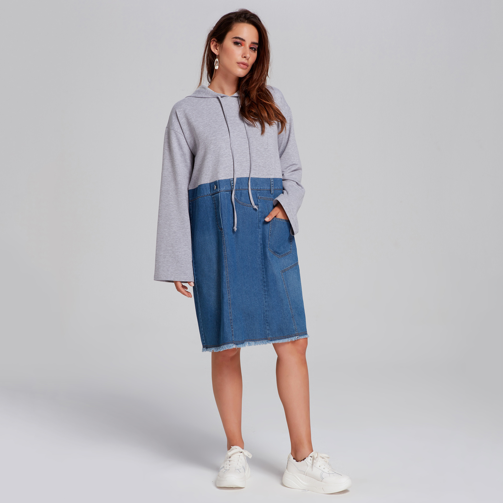 فستان ميدي بقبعة وأكمام طويلة من إليجانزا-women-clothing-dresses-image-1