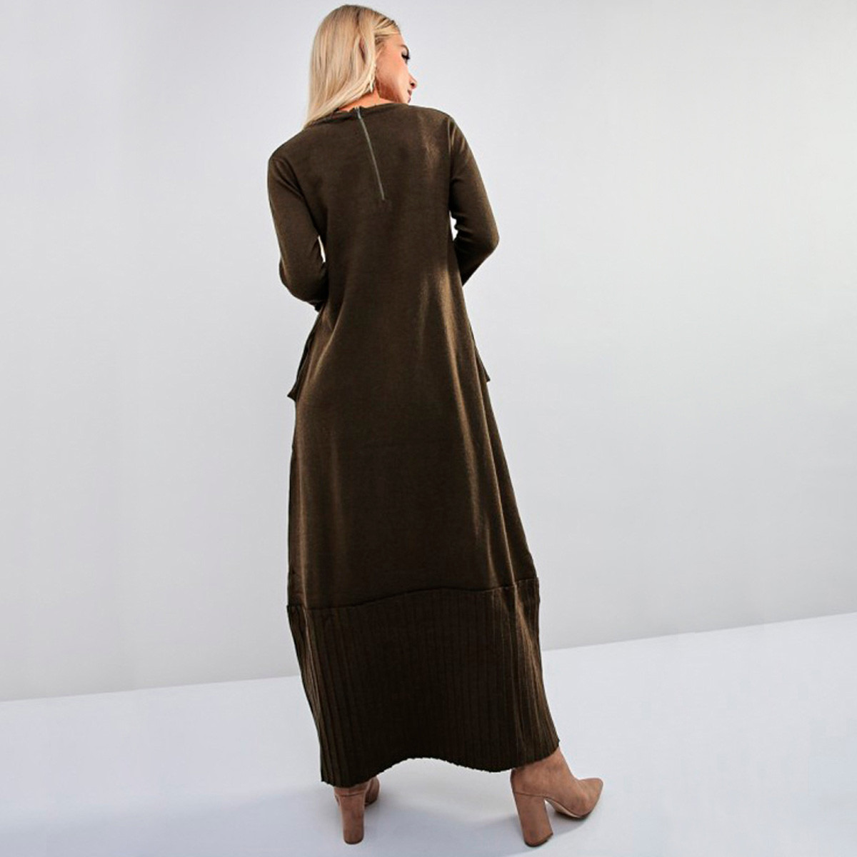 Anotah Textured Maxi Shift Dress with Bell Sleeves-women-clothing-dresses-image-3