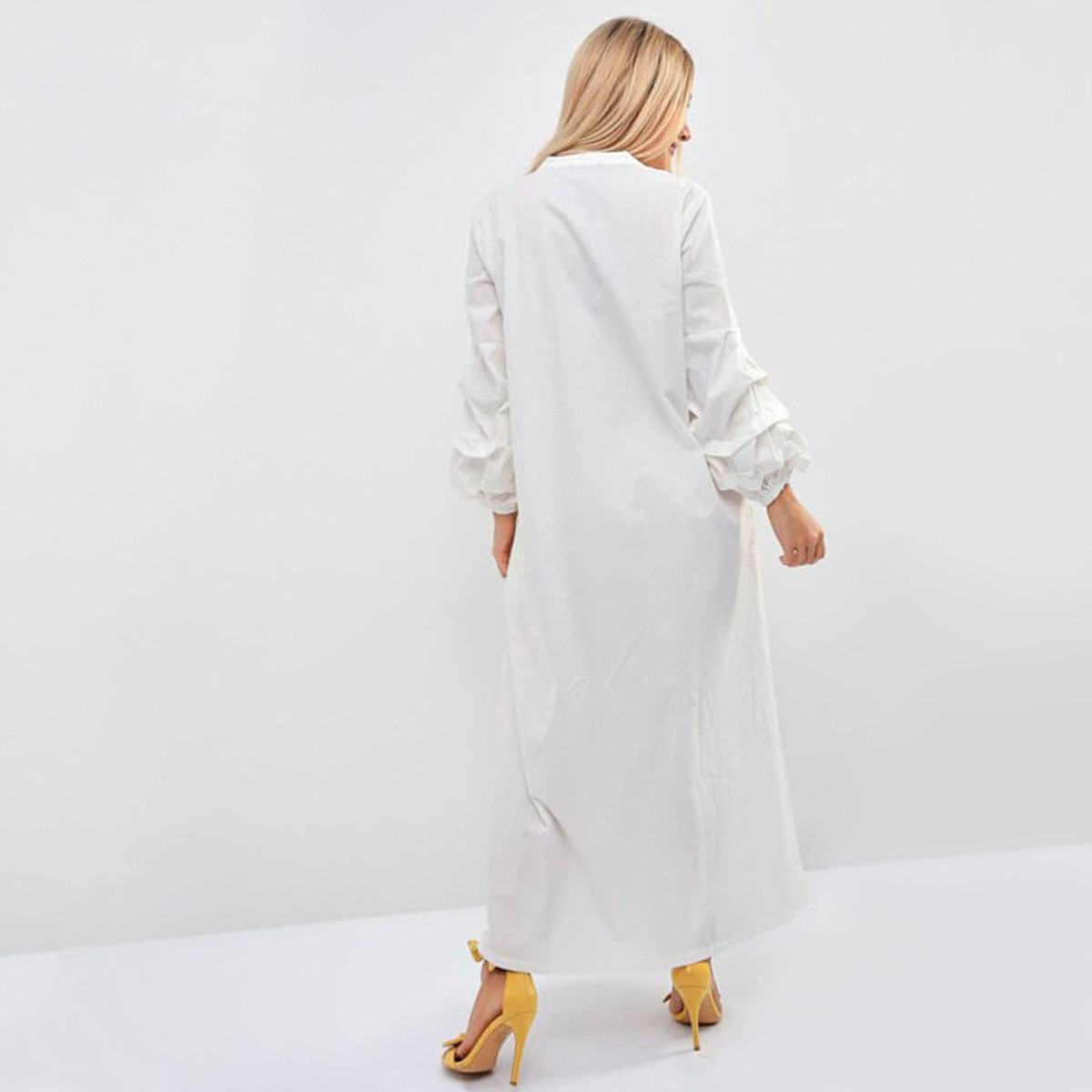 Anotah Solid Shift Maxi Dress with Puff Sleeves-women-clothing-dresses-image-3