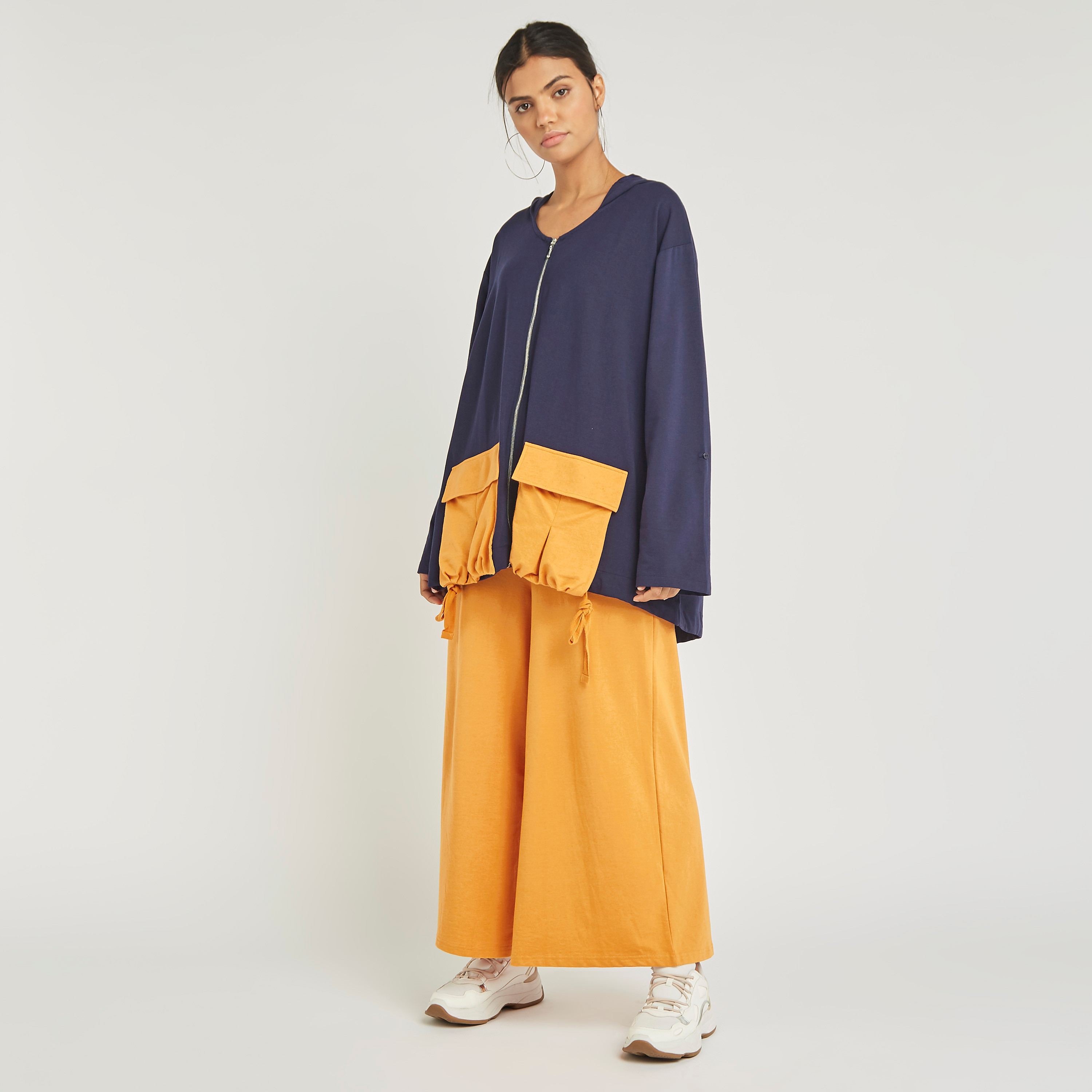 Anotah Solid Palazzo Pants with Elasticated Waistband-women-clothing-bottoms-trousers-image-3