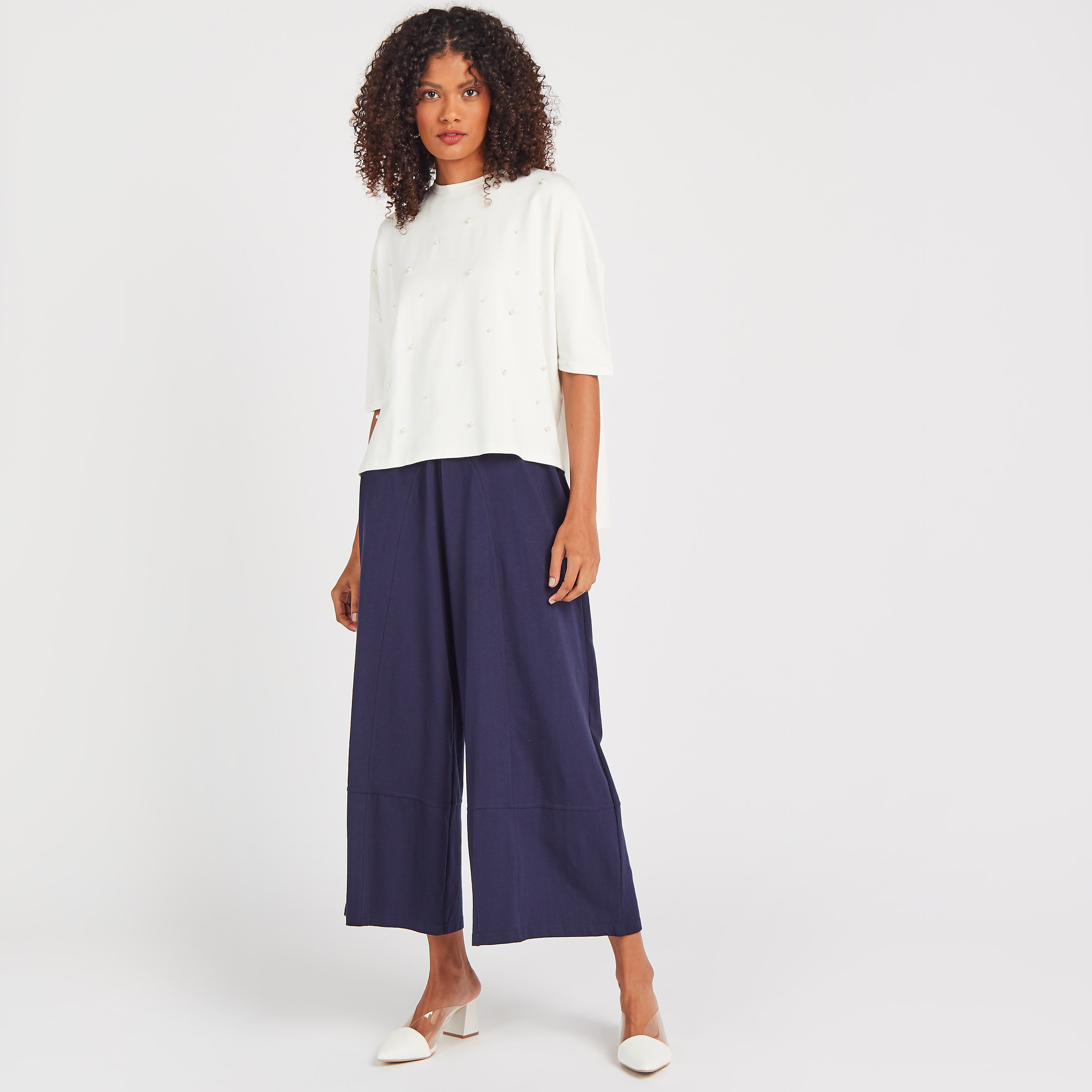 Anotah Regular Fit Palazzos with Pocket Detail and Elastic Waist-women-clothing-bottoms-trousers-image-2