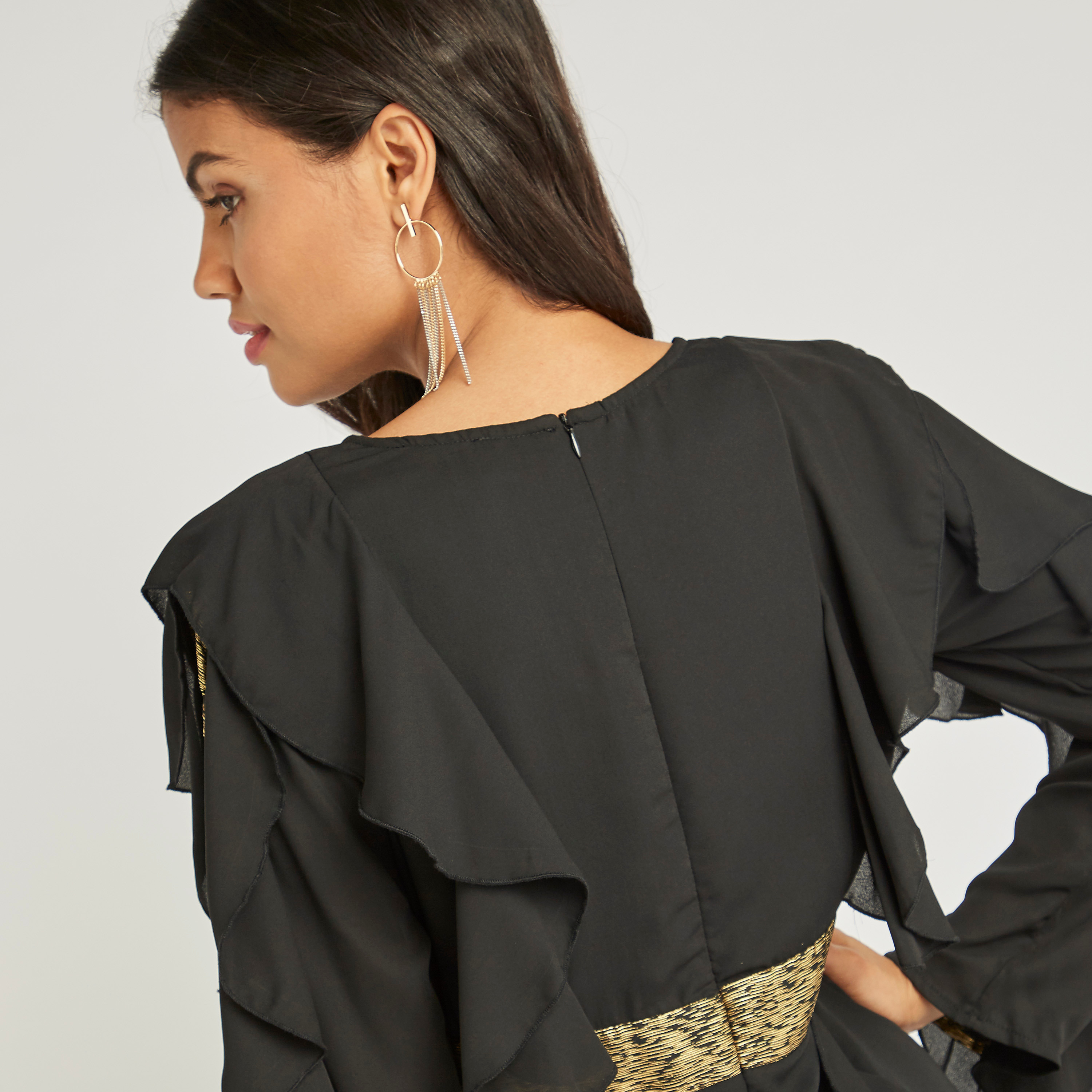 فستان طويل إيه لاين بأكمام طويلة وسحّاب إغلاق خلفي من أنوتاه-women-clothing-dresses-image-5