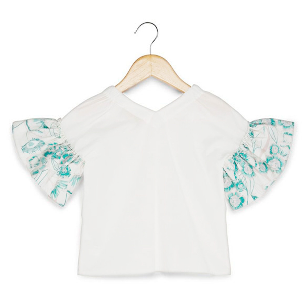 Anotah Printed V-neck Top with Short Sleeves-girls-clothing-blousesandshirts-image-3