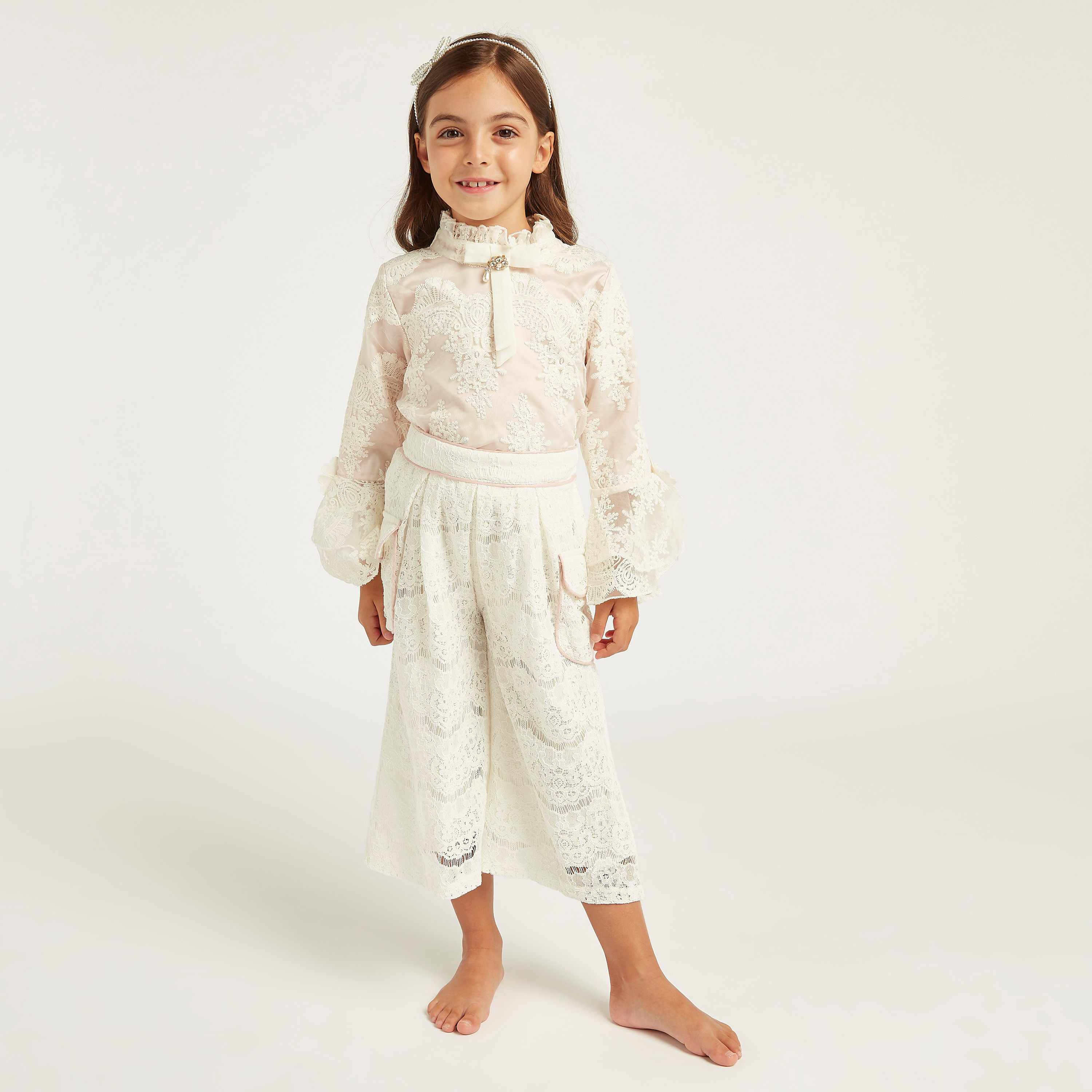 Anotah Embroidered High Neck Blouse with Long Sleeves-girls-clothing-blousesandshirts-image-3