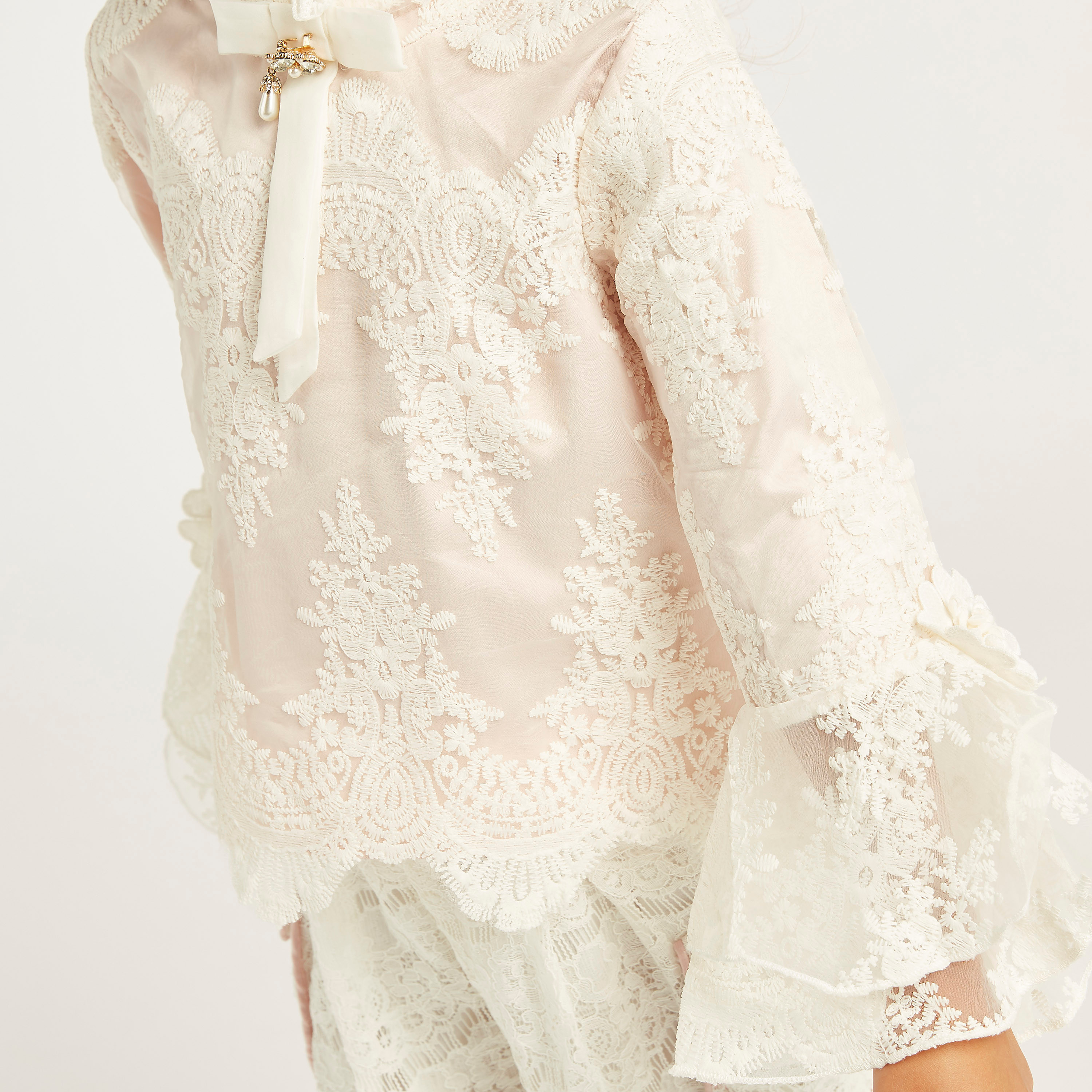Anotah Embroidered High Neck Blouse with Long Sleeves-girls-clothing-blousesandshirts-image-4