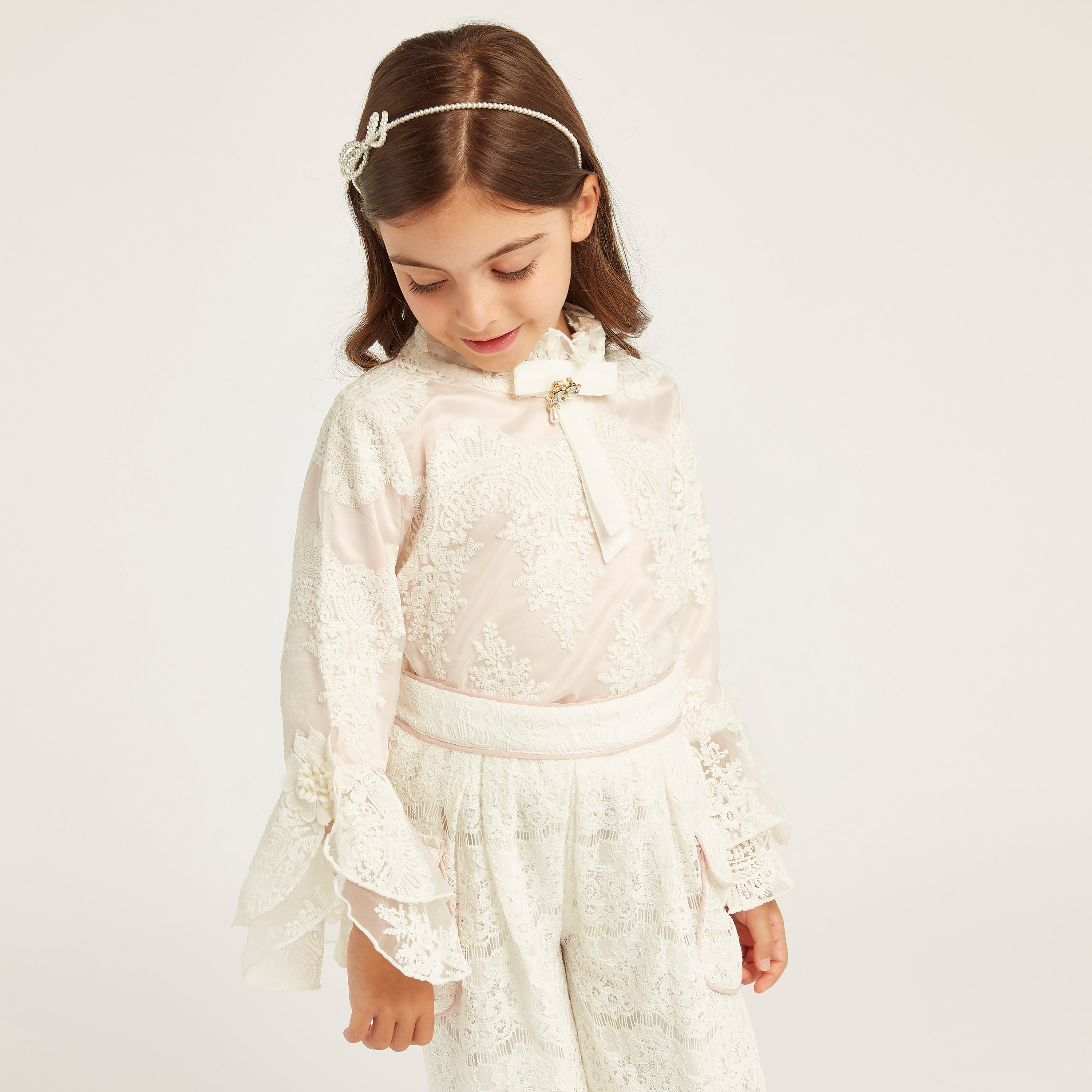Anotah Embroidered High Neck Blouse with Long Sleeves-girls-clothing-blousesandshirts-image-2