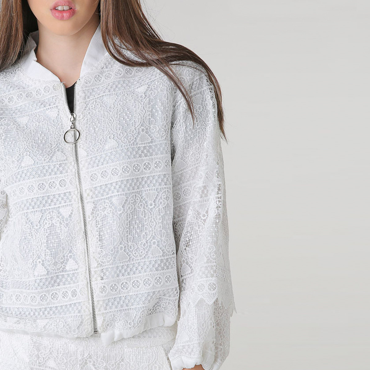 Anotah Textured Jacket with Long Sleeves and Zip Closure-girls-clothing-jacketsandcoats-image-4