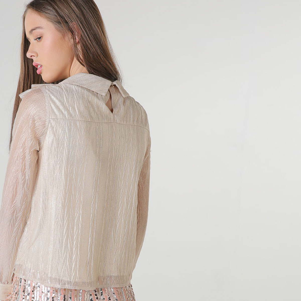 Anotah Textured Top with Long Sleeves and Ruffle Detail-girls-clothing-blousesandshirts-image-3