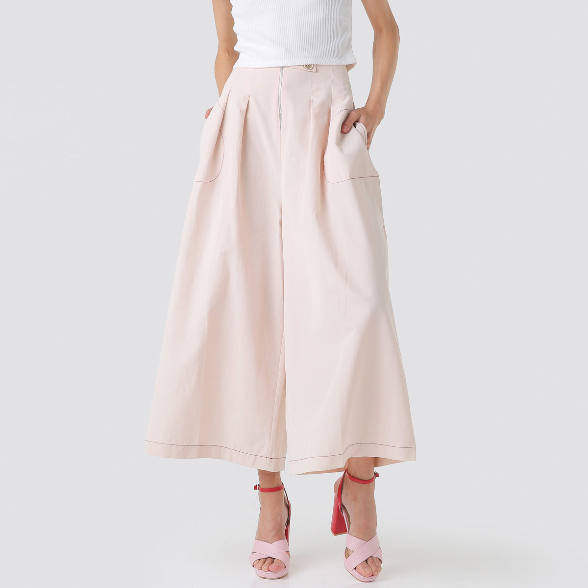 Anotah Regular Fit Ankle Length Palazzos with Button Closure-women-clothing-bottoms-trousers-image-1