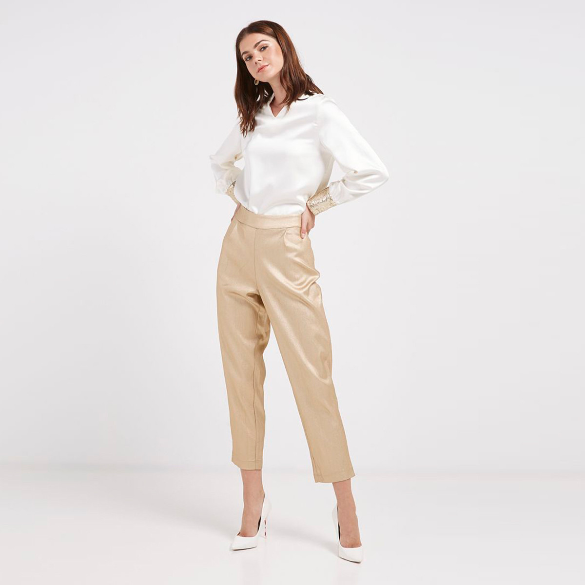 بنطلون بطول الكاحل عادي بسحّاب إغلاق من أنوتاه-women-clothing-bottoms-trousers-image-2