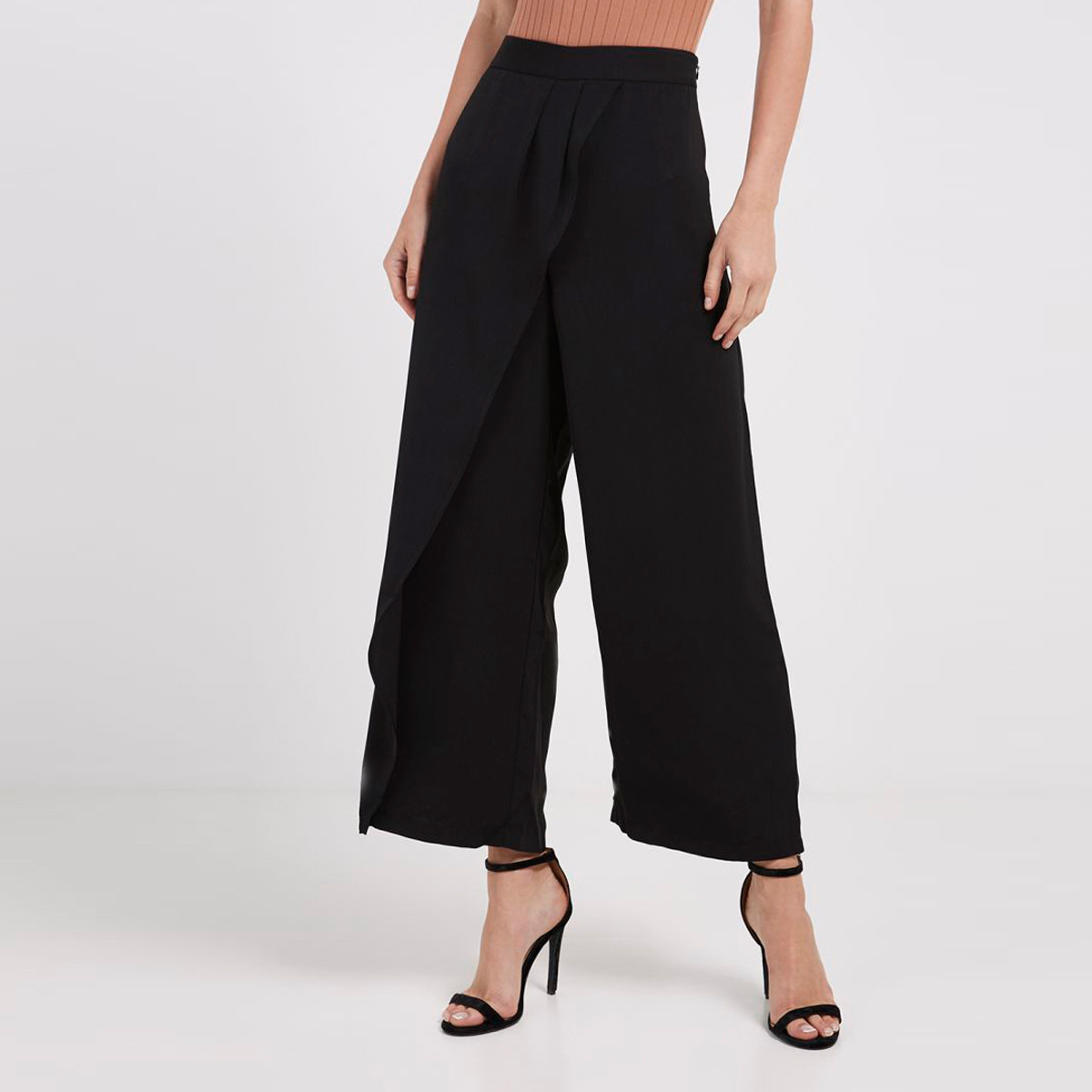 Anotah Ankle Length Palazzo Pants with Zip Closure-women-clothing-bottoms-trousers-image-1