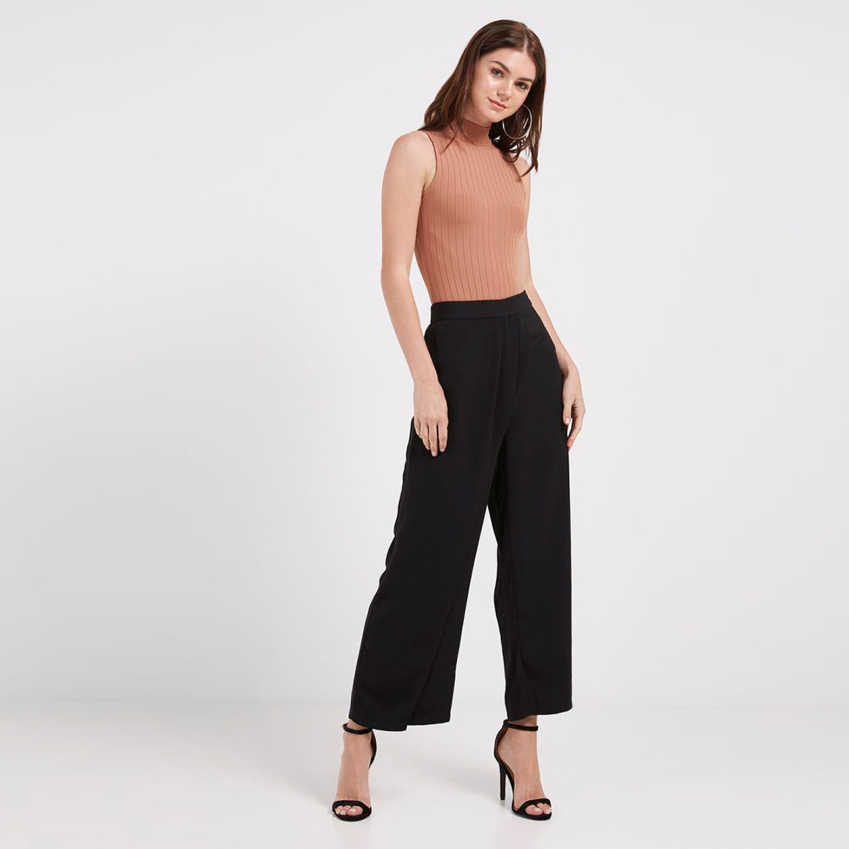 Anotah Ankle Length Palazzo Pants with Zip Closure-women-clothing-bottoms-trousers-image-2