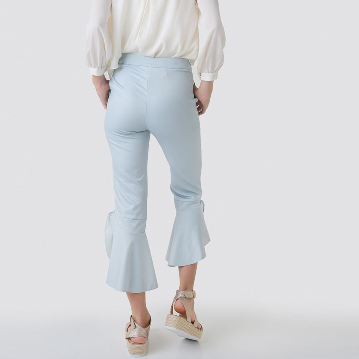 Anotah Plain Trousers with Flared Hem and Pockets-girls-clothing-bottoms-jeansandjeggings-image-3
