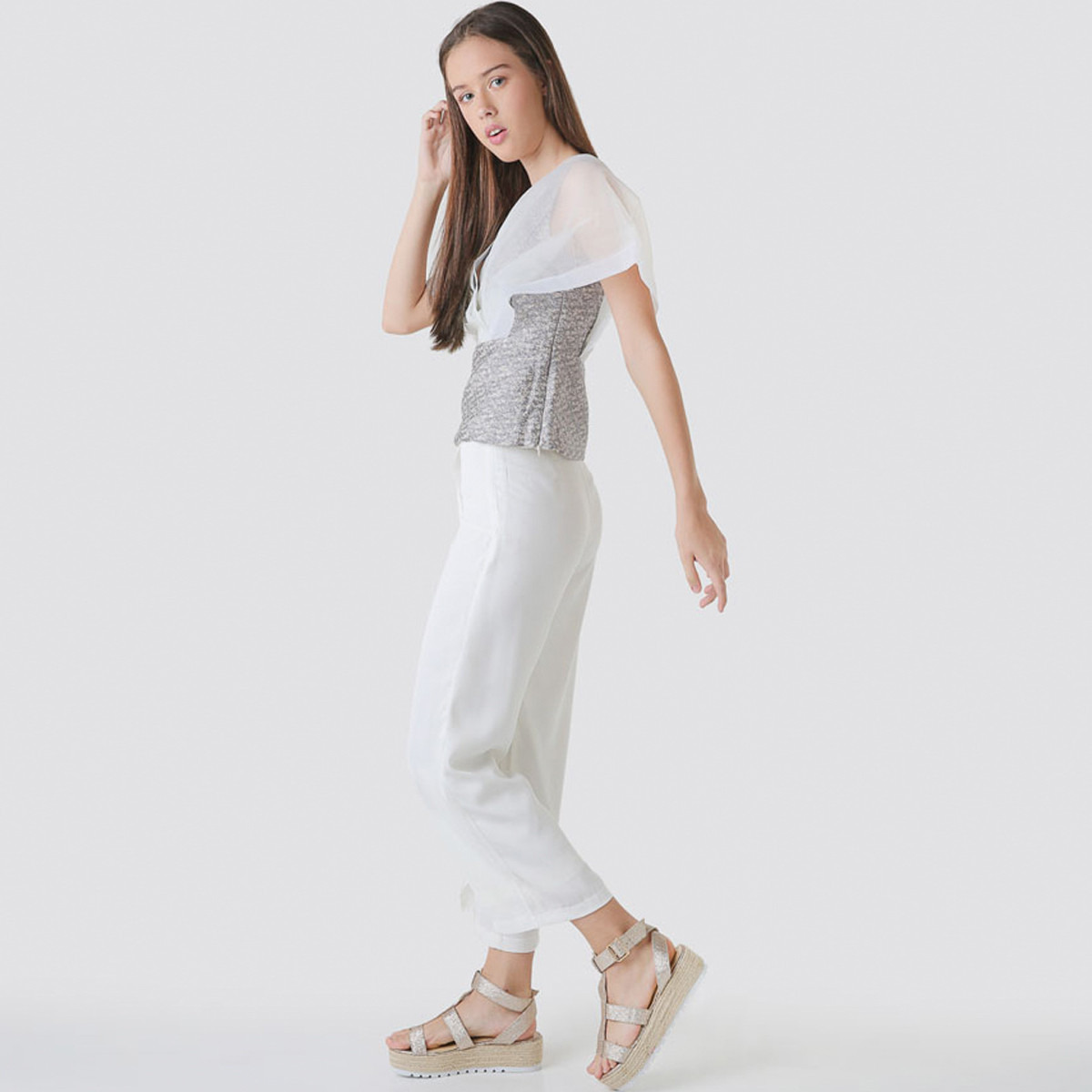 Anotah Plain Trousers with Overlay-girls-clothing-bottoms-jeansandjeggings-image-2
