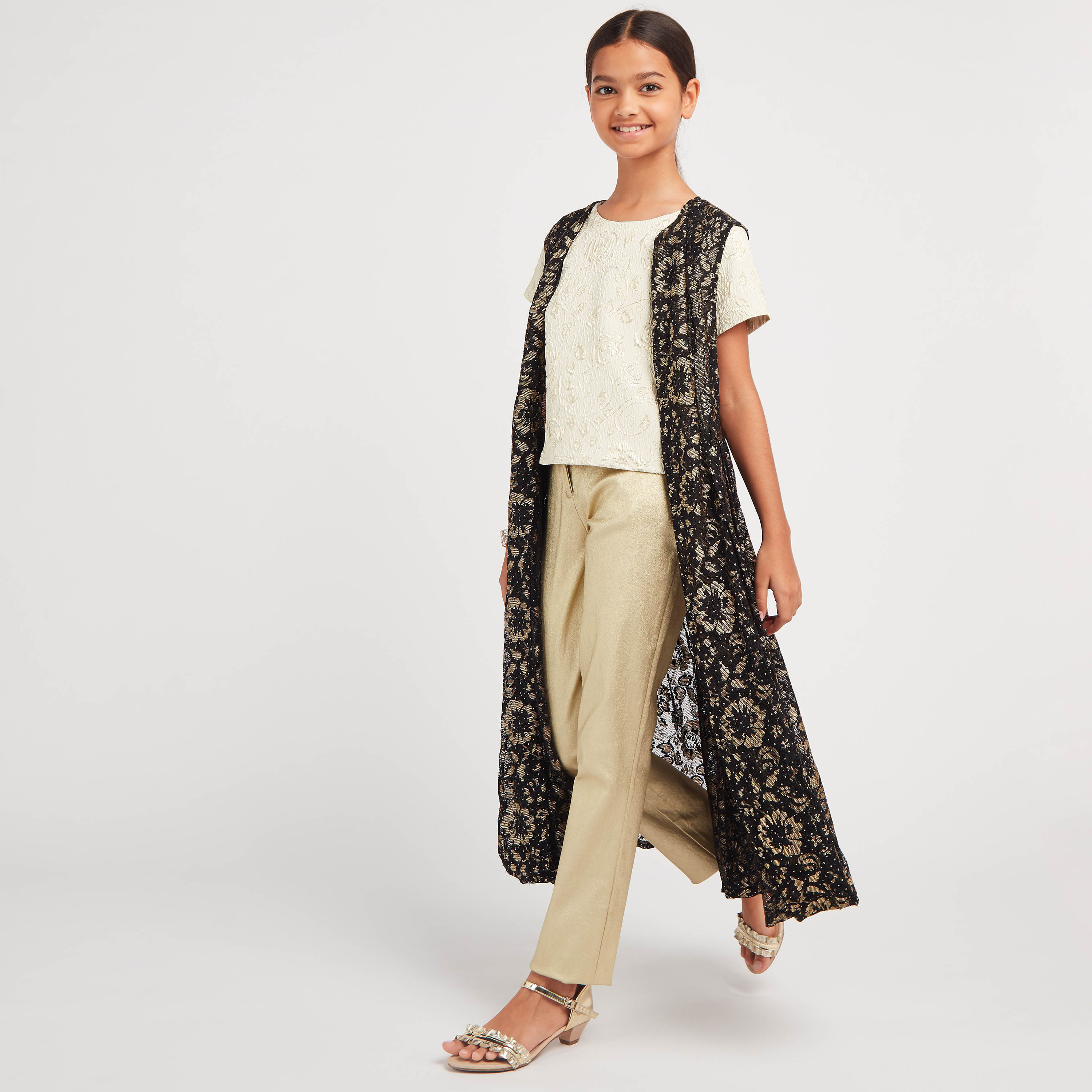 Anotah Textured Pants with Side Pockets-girls-clothing-bottoms-jeansandjeggings-image-2