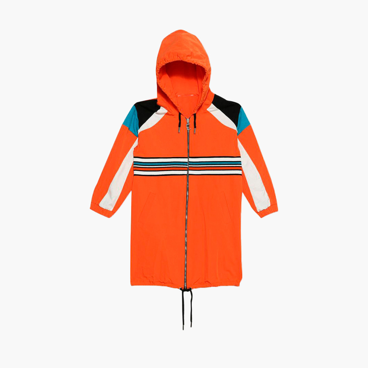 Anotah Striped Hoodie with Long Sleeves and Zip Closure-girls-clothing-winterwear-jacketsandcoats-image-1