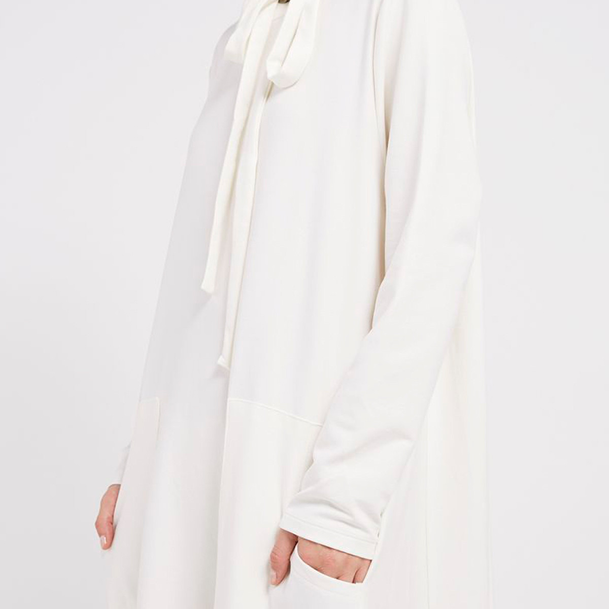 فستان طويل سادة إيه لاين بأكمام طويلة وجيب خارجي من أنوتاه-women-clothing-dresses-image-3