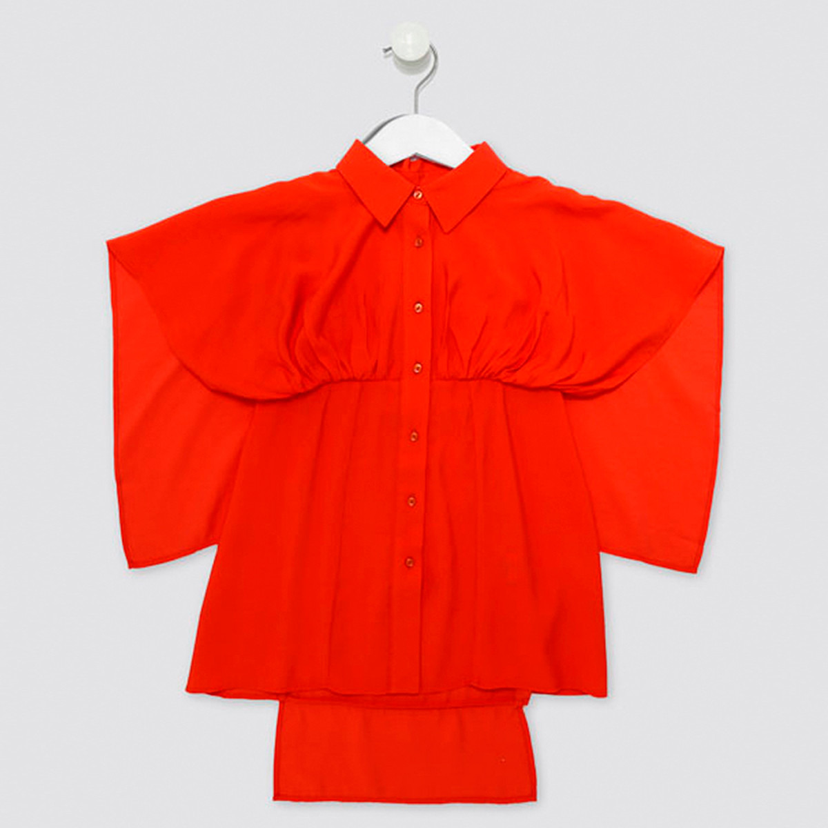 Anotah Plain Shirt Dress with Cape and Spread Collar-girls-clothing-dressesandjumpsuits-image-1